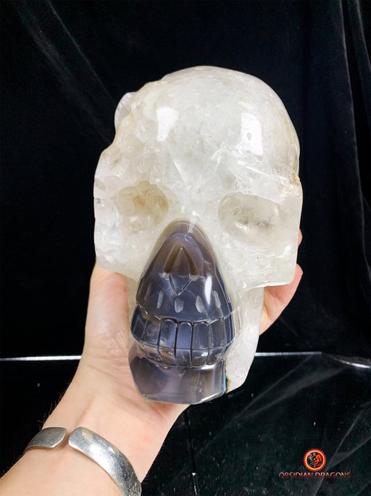 Très grand crâne de cristal- Géode de quartz | obsidian dragons