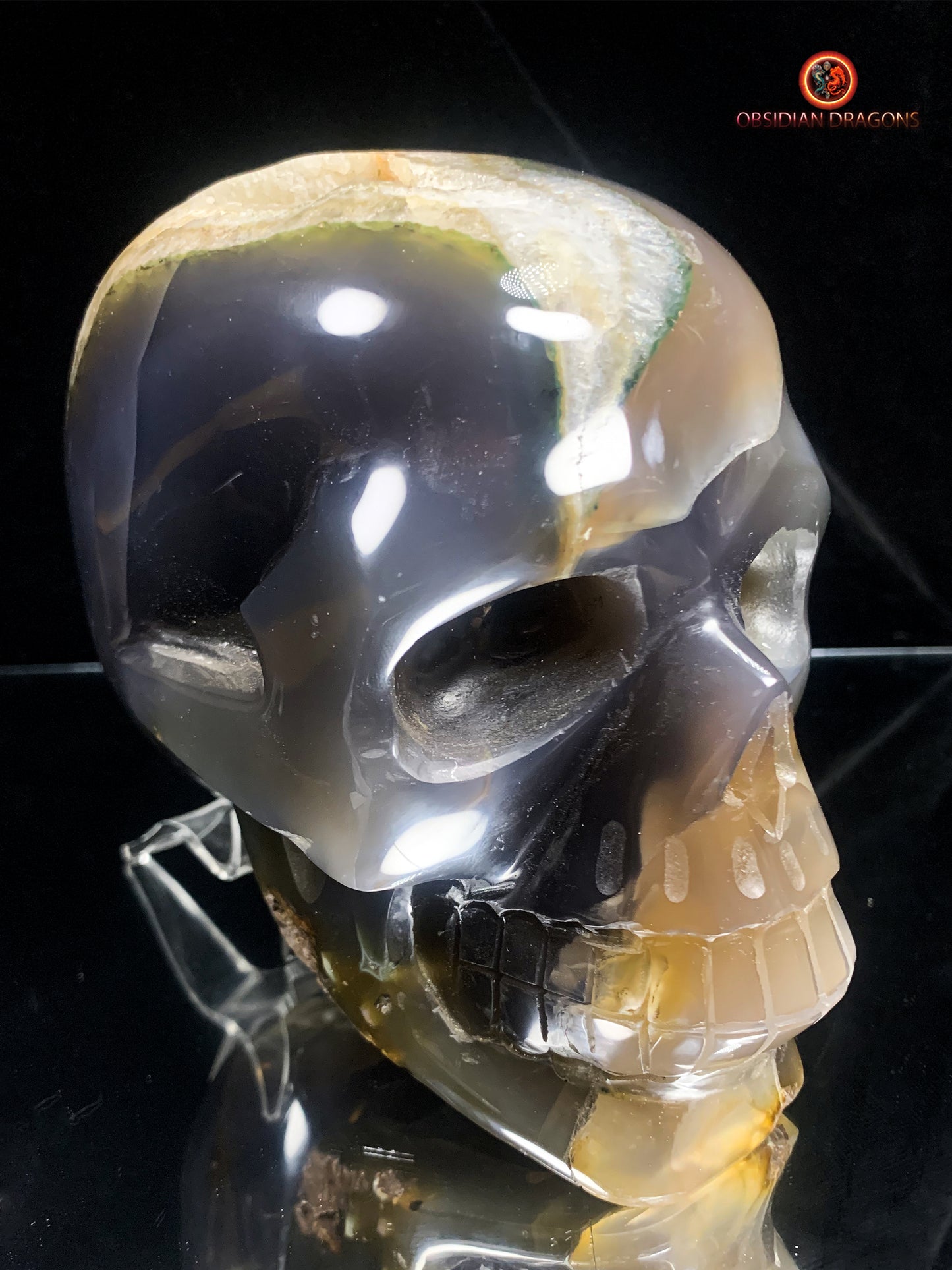 Grand crâne de cristal- Géode de quartz | obsidian dragons