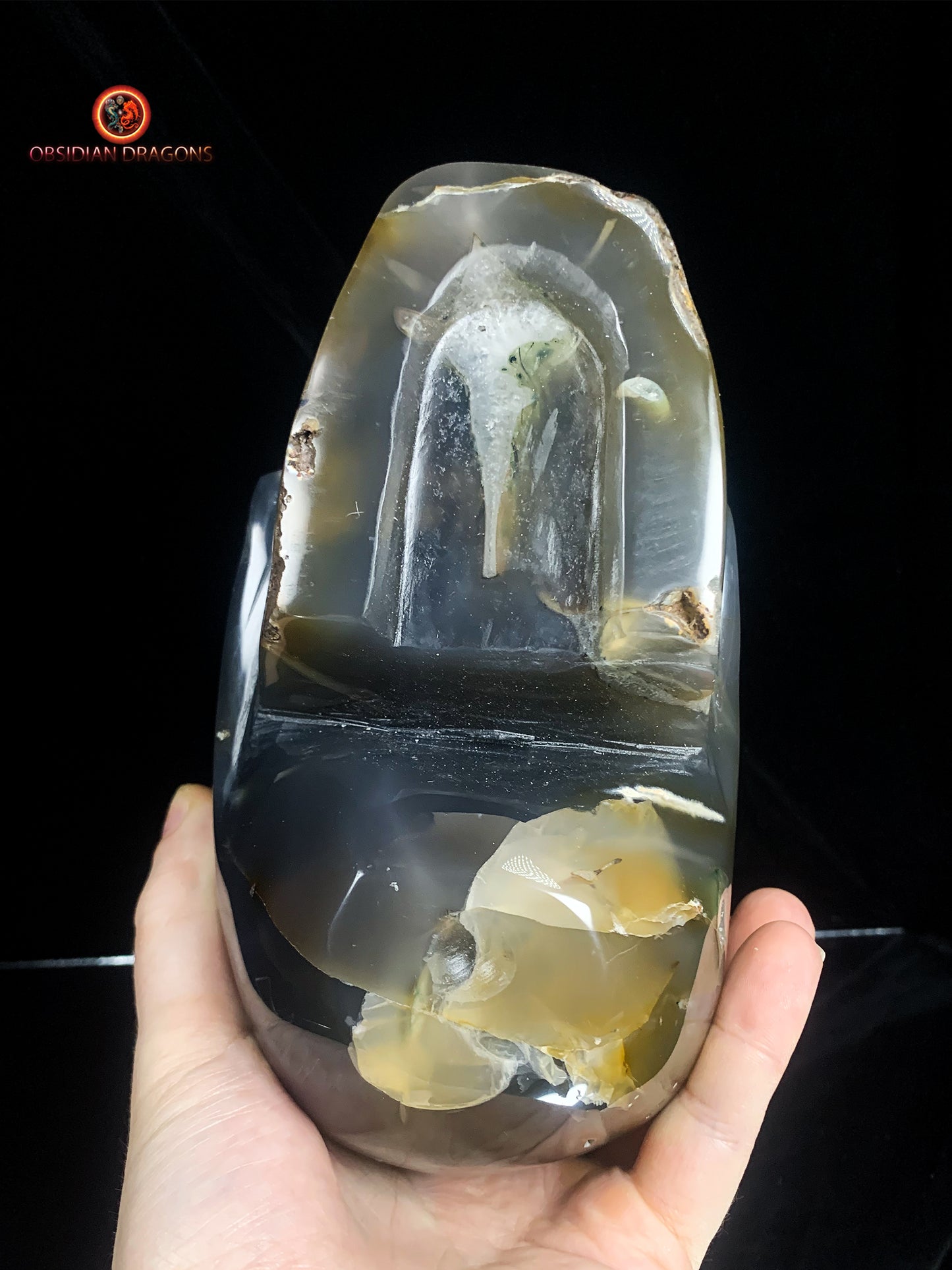 Grand crâne de cristal- Géode de quartz | obsidian dragons