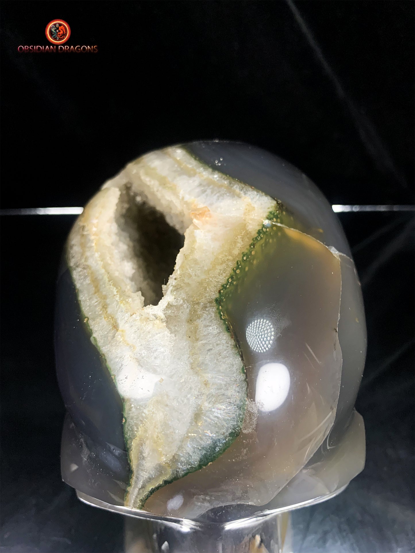 Grand crâne de cristal- Géode de quartz | obsidian dragons