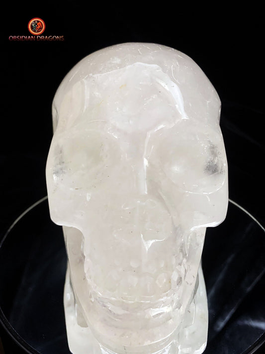 Grand crâne de cristal en cristal de roche himalayen | obsidian dragons