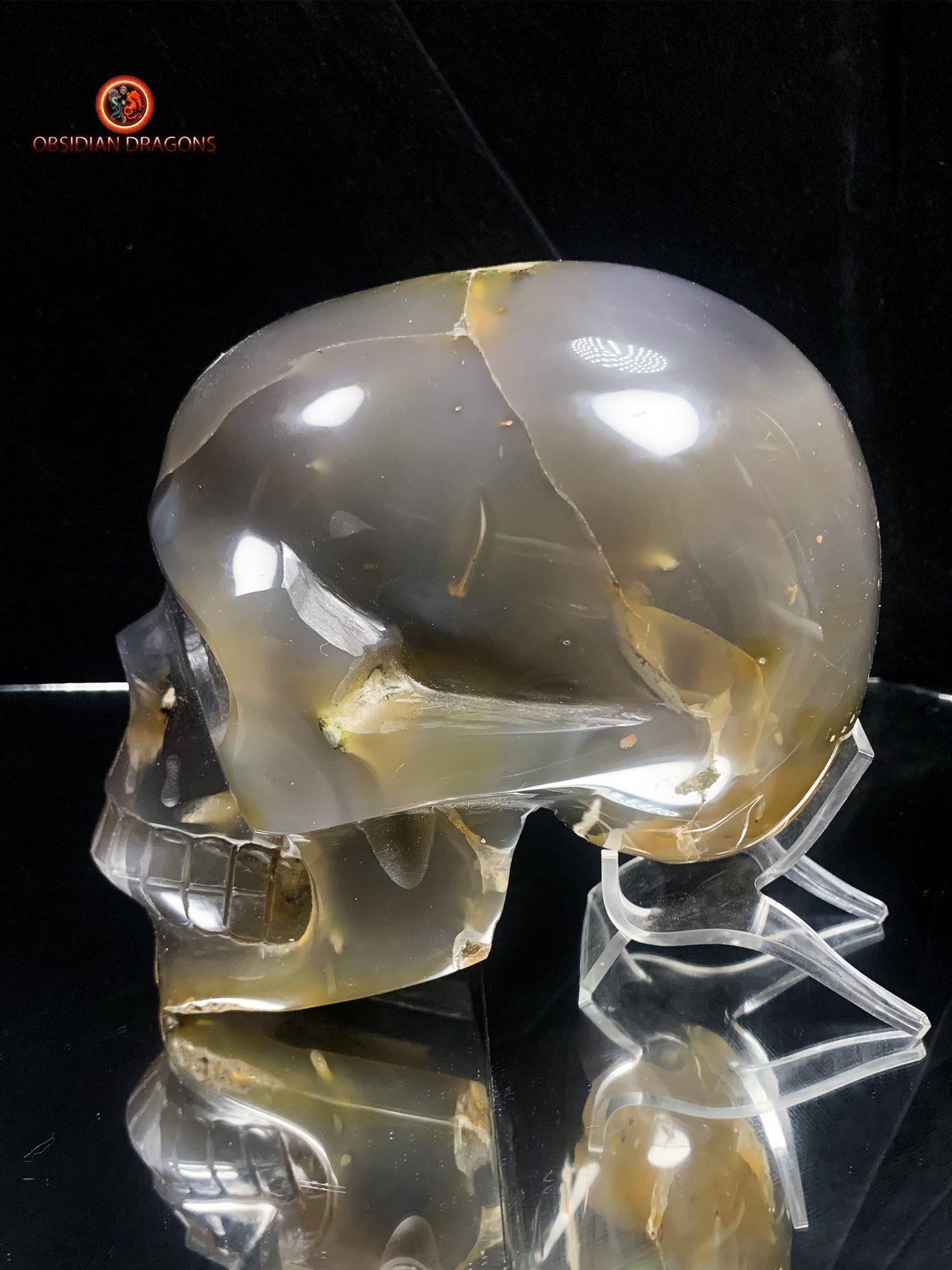 Grand crâne de cristal- Géode de quartz | obsidian dragons