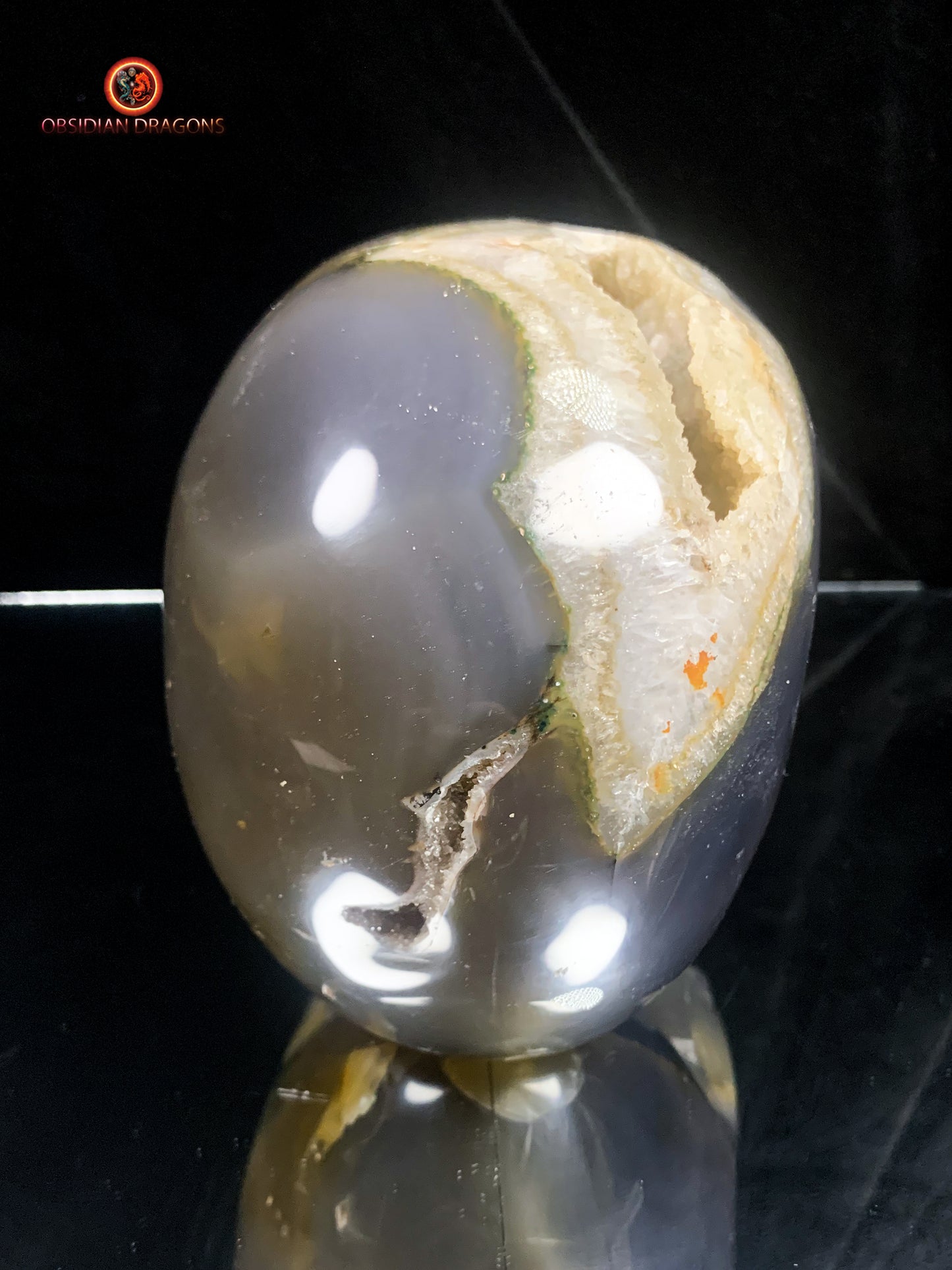 Grand crâne de cristal- Géode de quartz | obsidian dragons