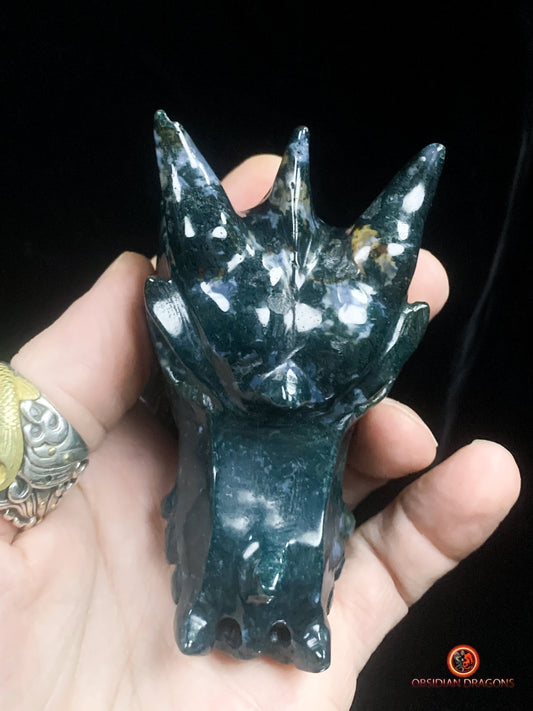 crâne de dragon- Agate mousse d'indonésie | obsidian dragons