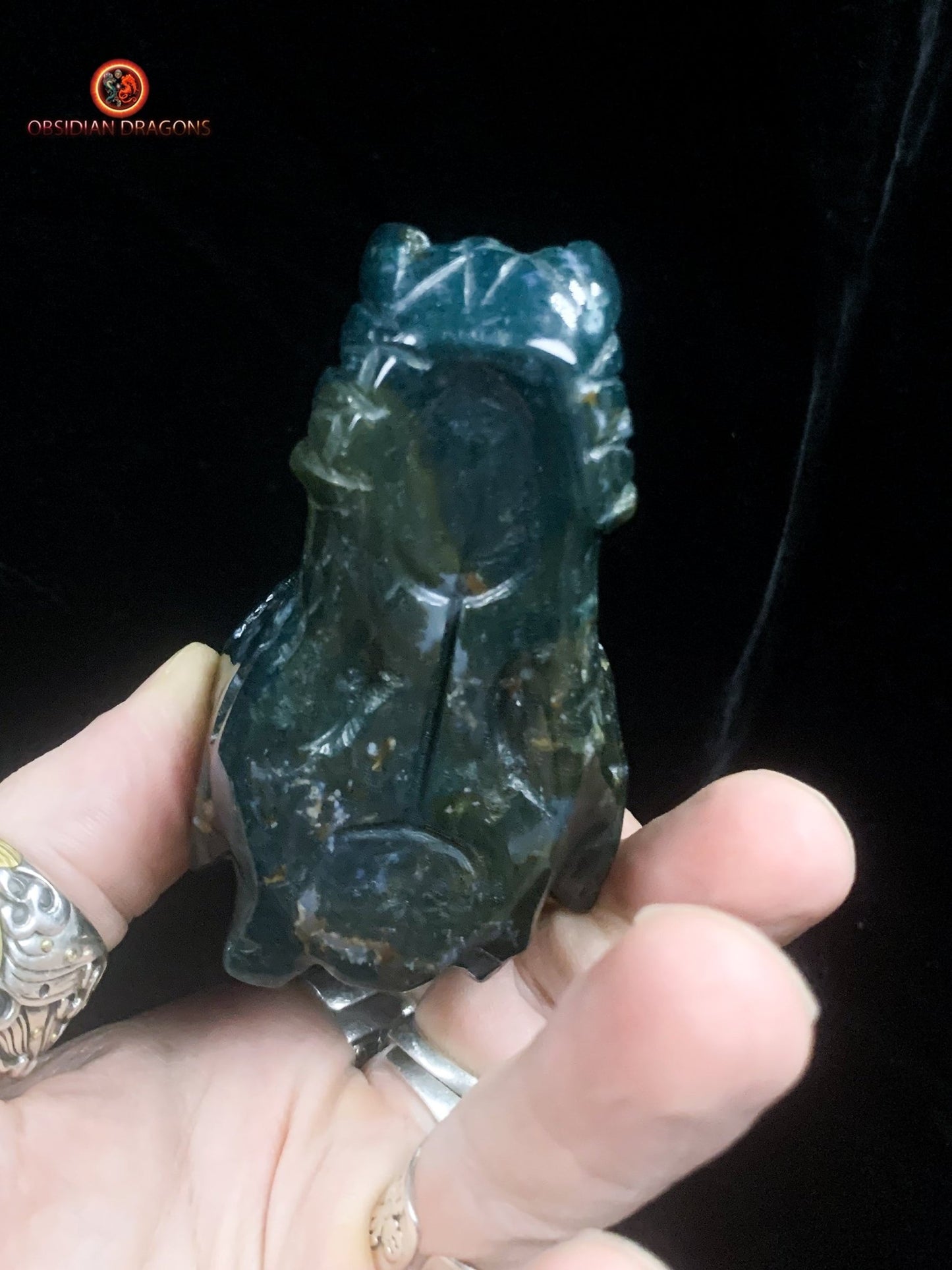 crâne de dragon- Agate mousse d'indonésie | obsidian dragons