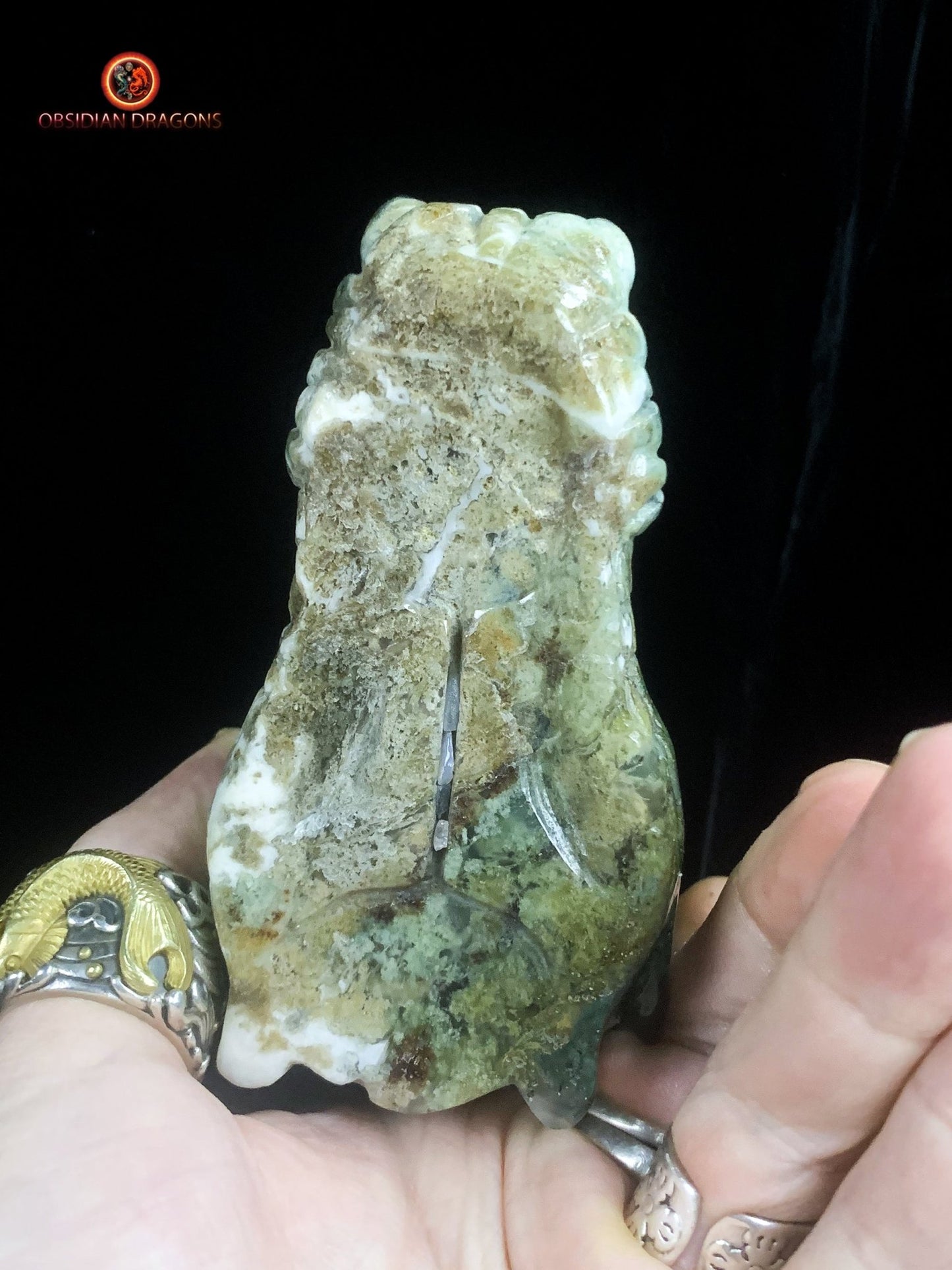 crâne de dragon- Agate mousse- Naturel | obsidian dragons