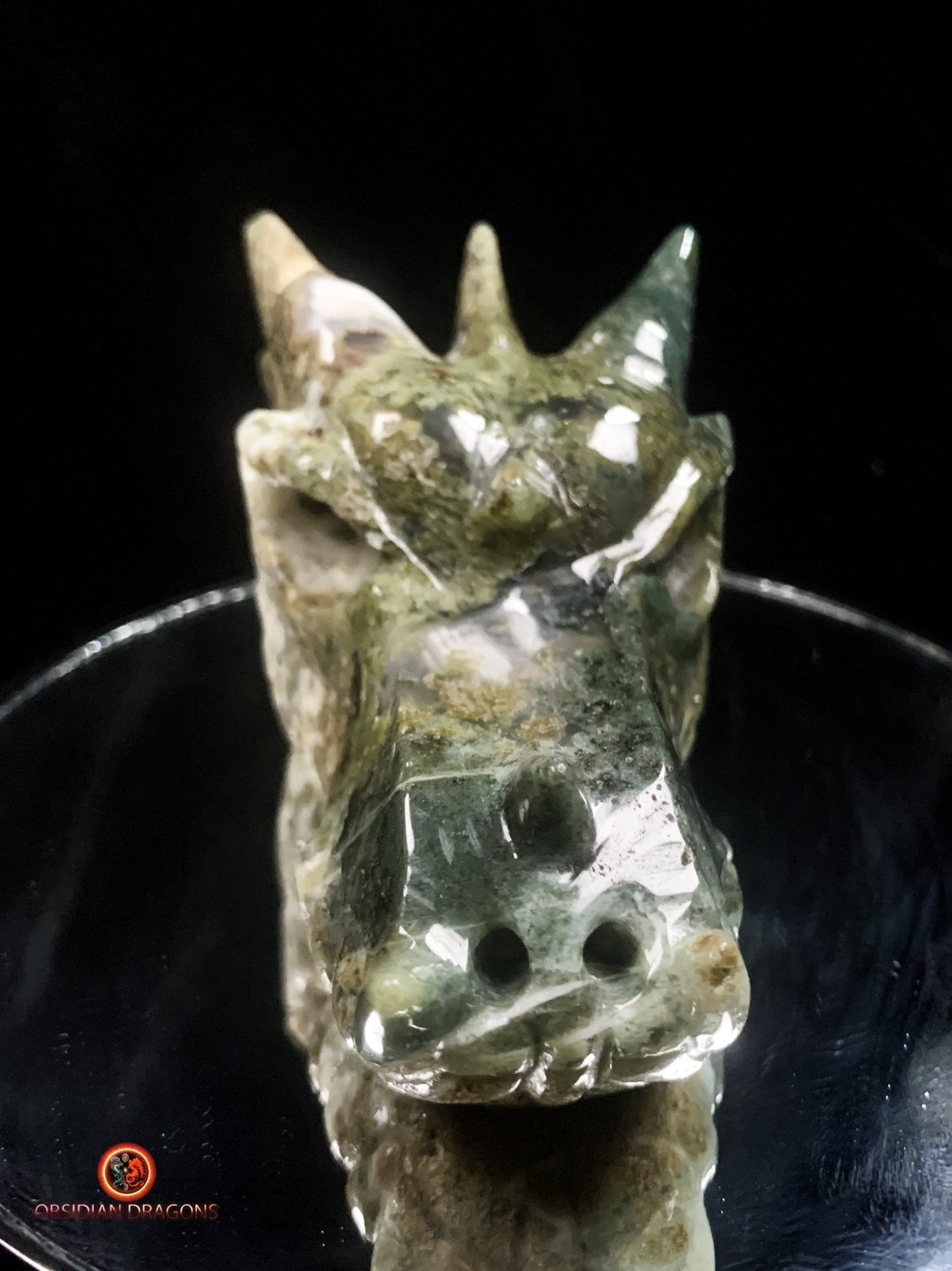 crâne de dragon- Agate mousse- Naturel | obsidian dragons