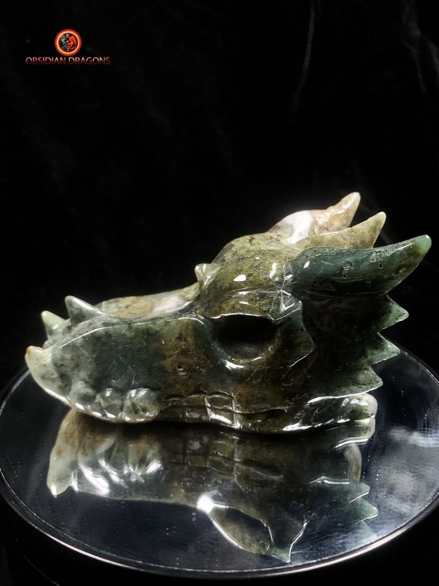 crâne de dragon- Agate mousse- Naturel | obsidian dragons