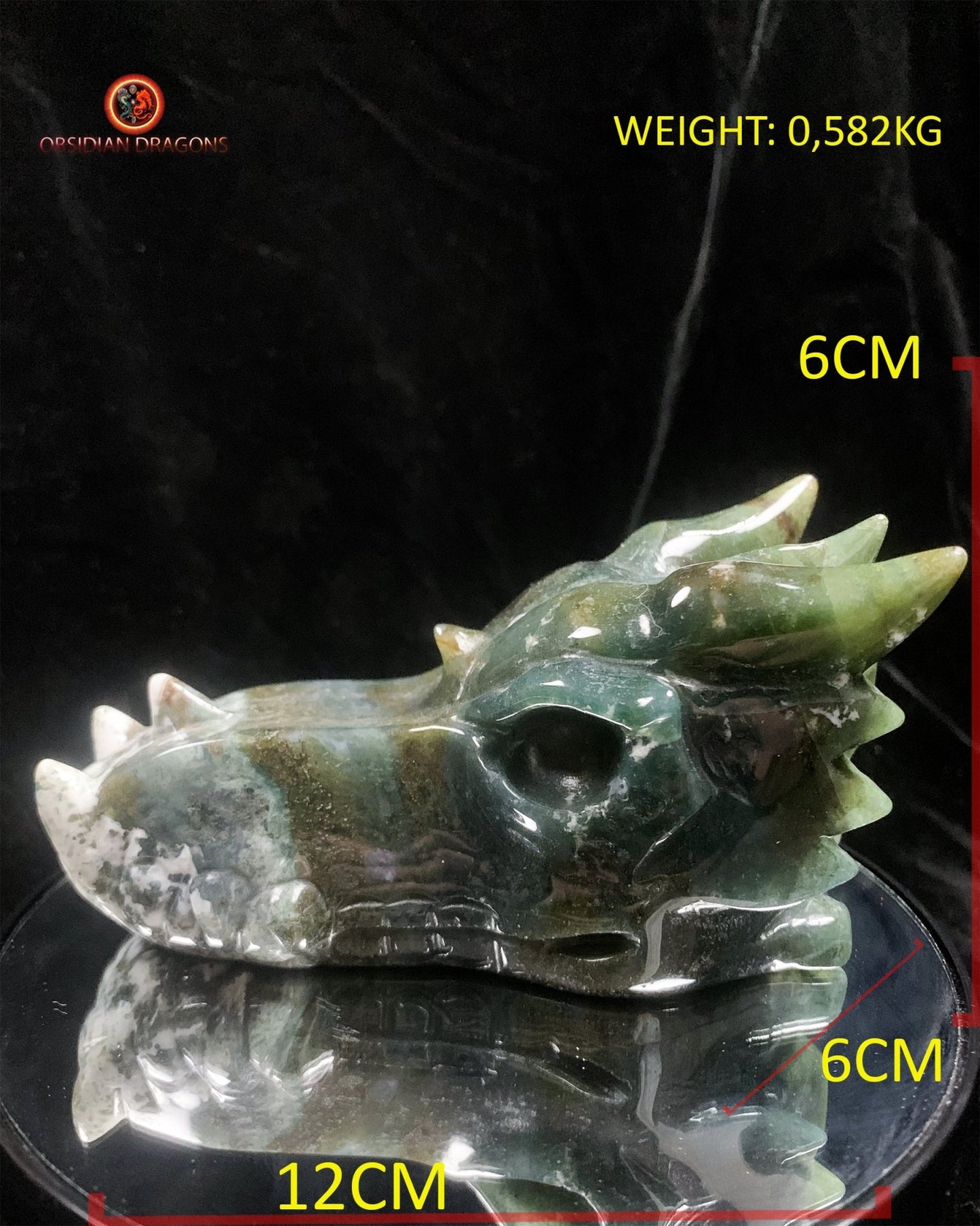 Grand crâne de dragon- Agate mousse- Naturel | obsidian dragons