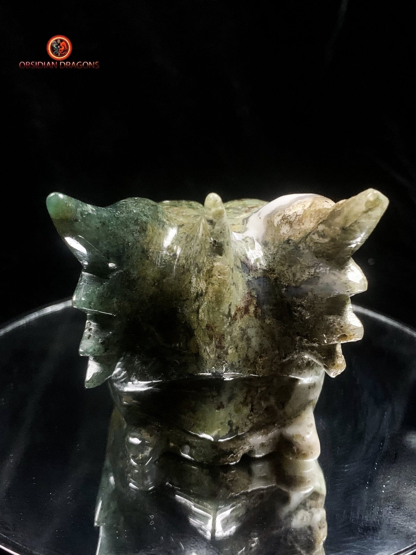 crâne de dragon- Agate mousse- Naturel | obsidian dragons