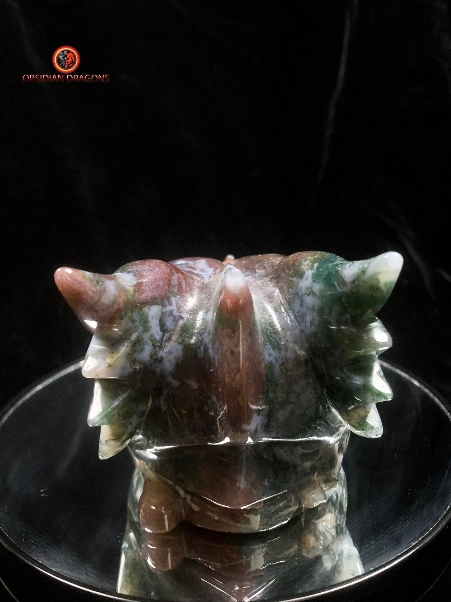 Grand crâne de dragon- Agate mousse d'indonésie | obsidian dragons