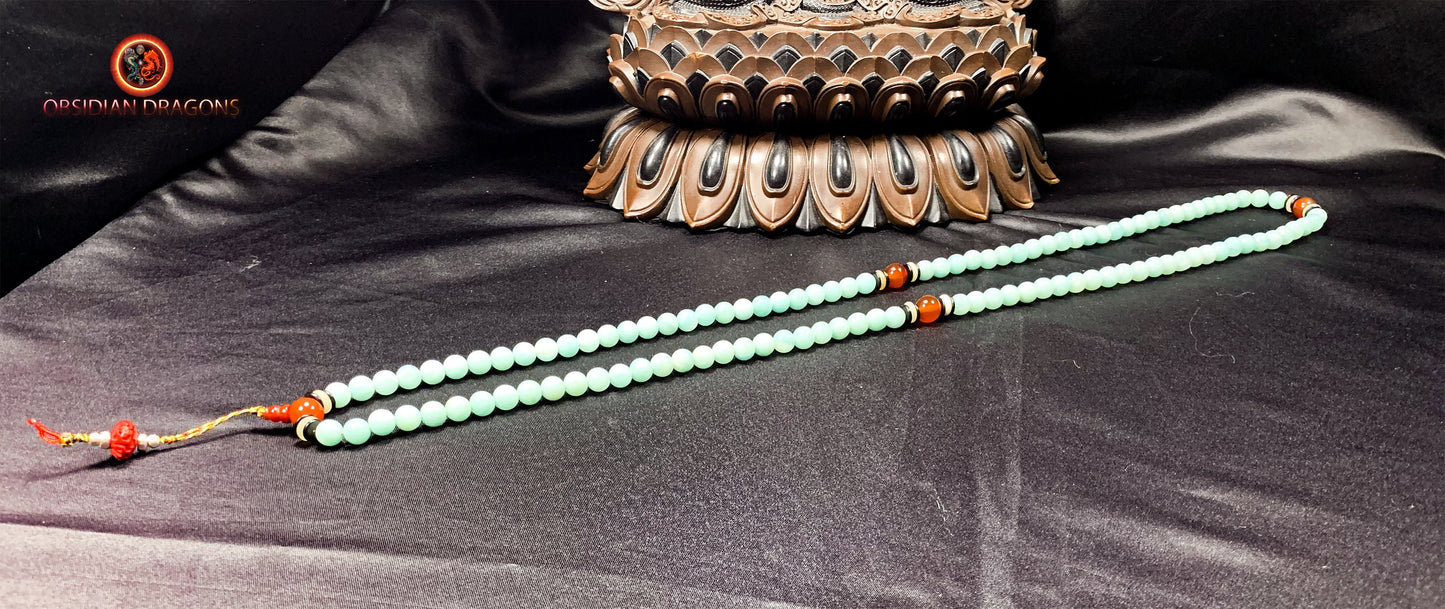 Mala artisanal- chapelet bouddhiste- amazonite | obsidian dragons