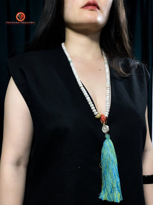 Mala artisanal- chapelet bouddhiste- 108 perles de bodhi | obsidian dragons
