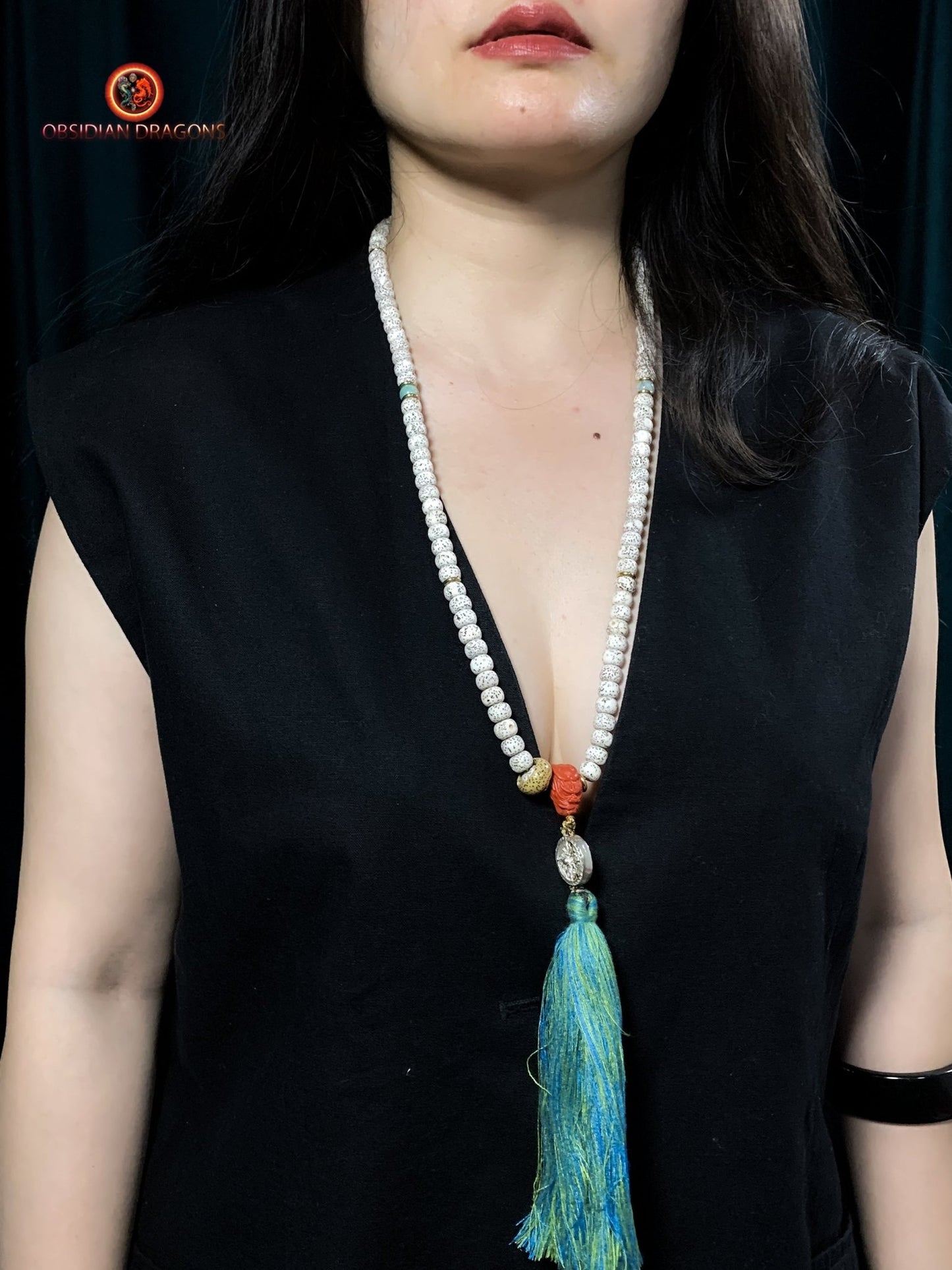 Mala artisanal- chapelet bouddhiste- 108 perles de bodhi | obsidian dragons