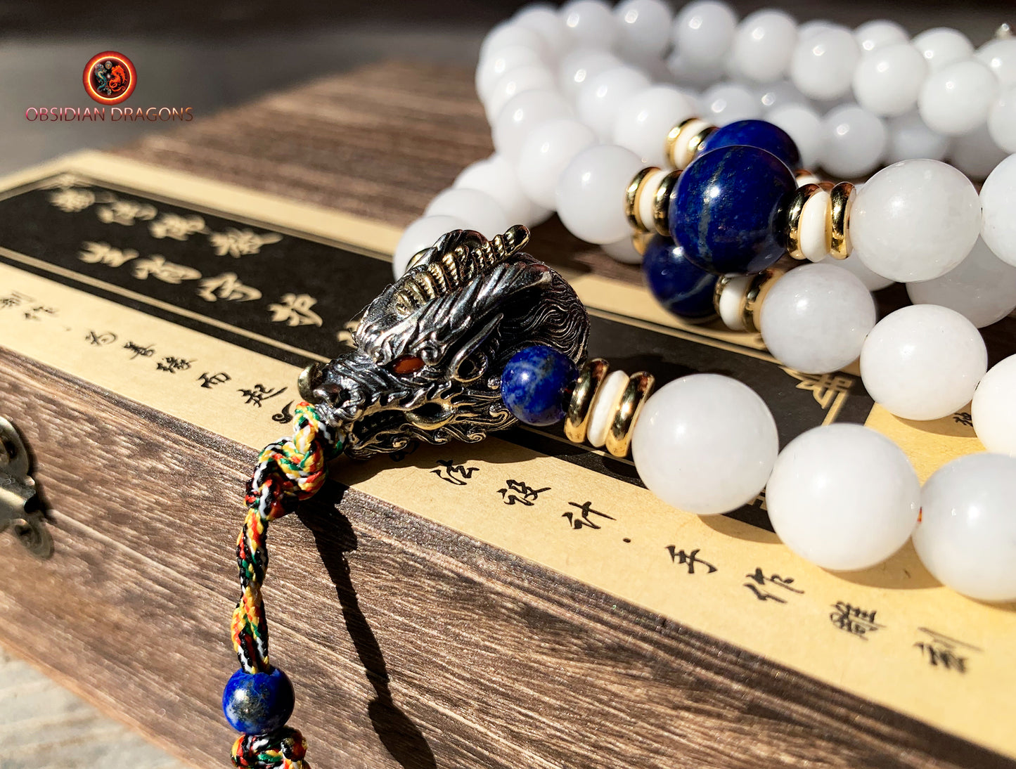 Mala en jade. Déité de la richesse tibétaine Jambhala