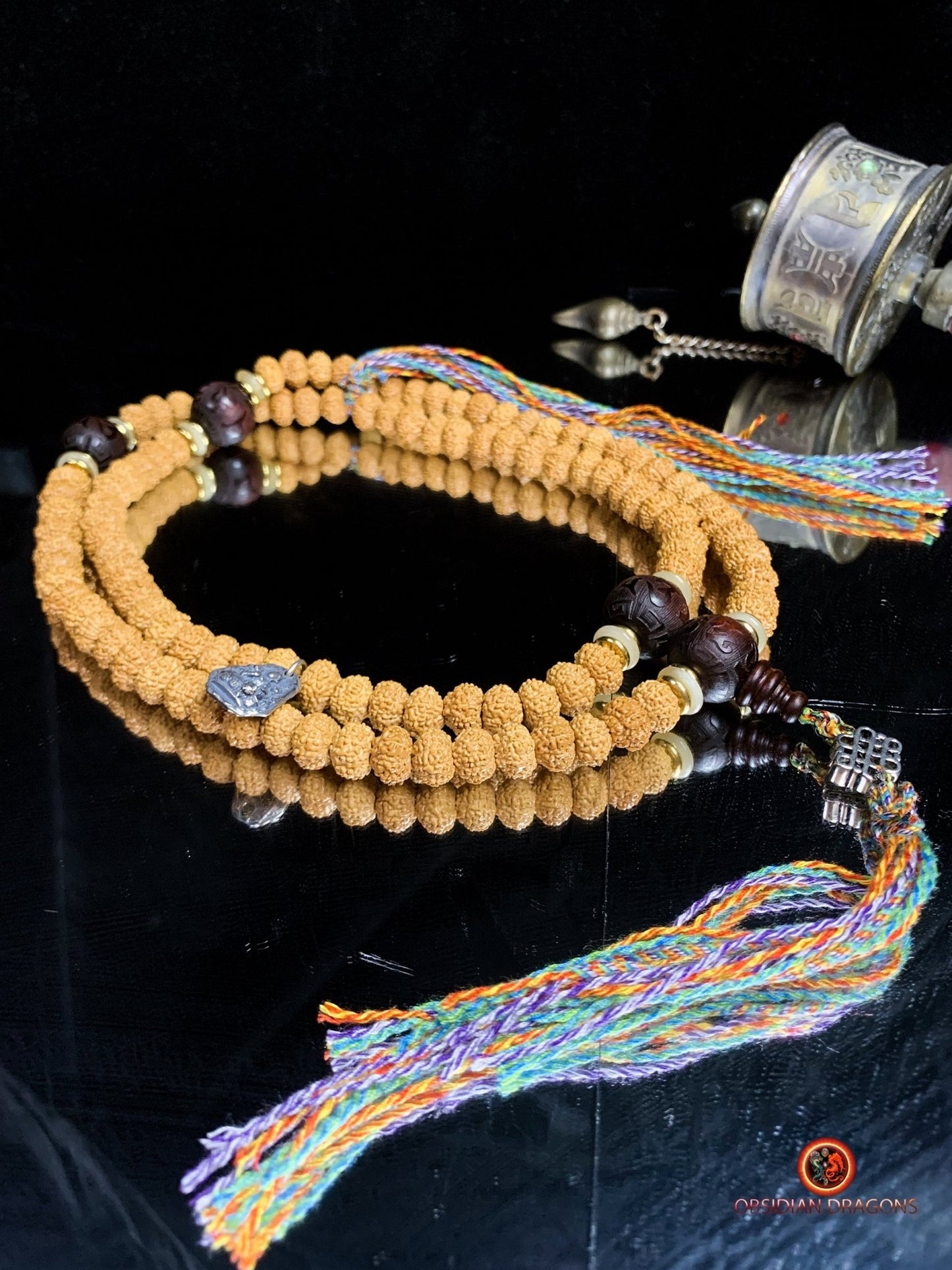 Mala en Rudraksha - Création Artisanale | obsidian dragons