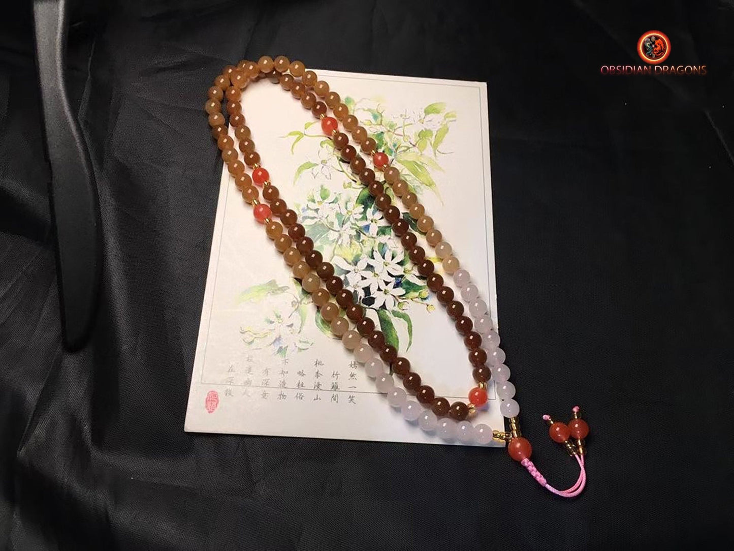 Exceptionnel mala en jade multicolore- expertisé naturel | obsidian dragons