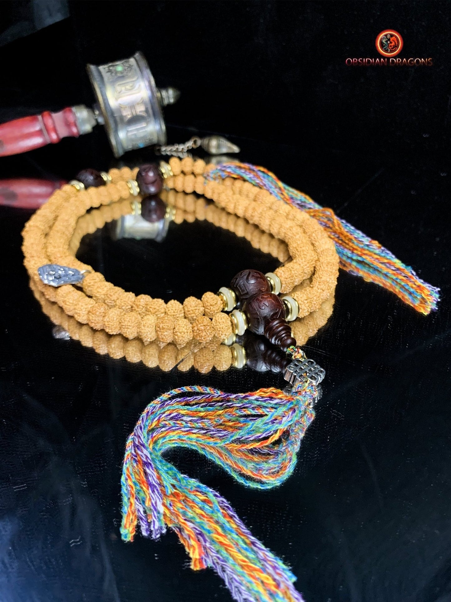 Mala en Rudraksha - Création Artisanale - obsidian dragons