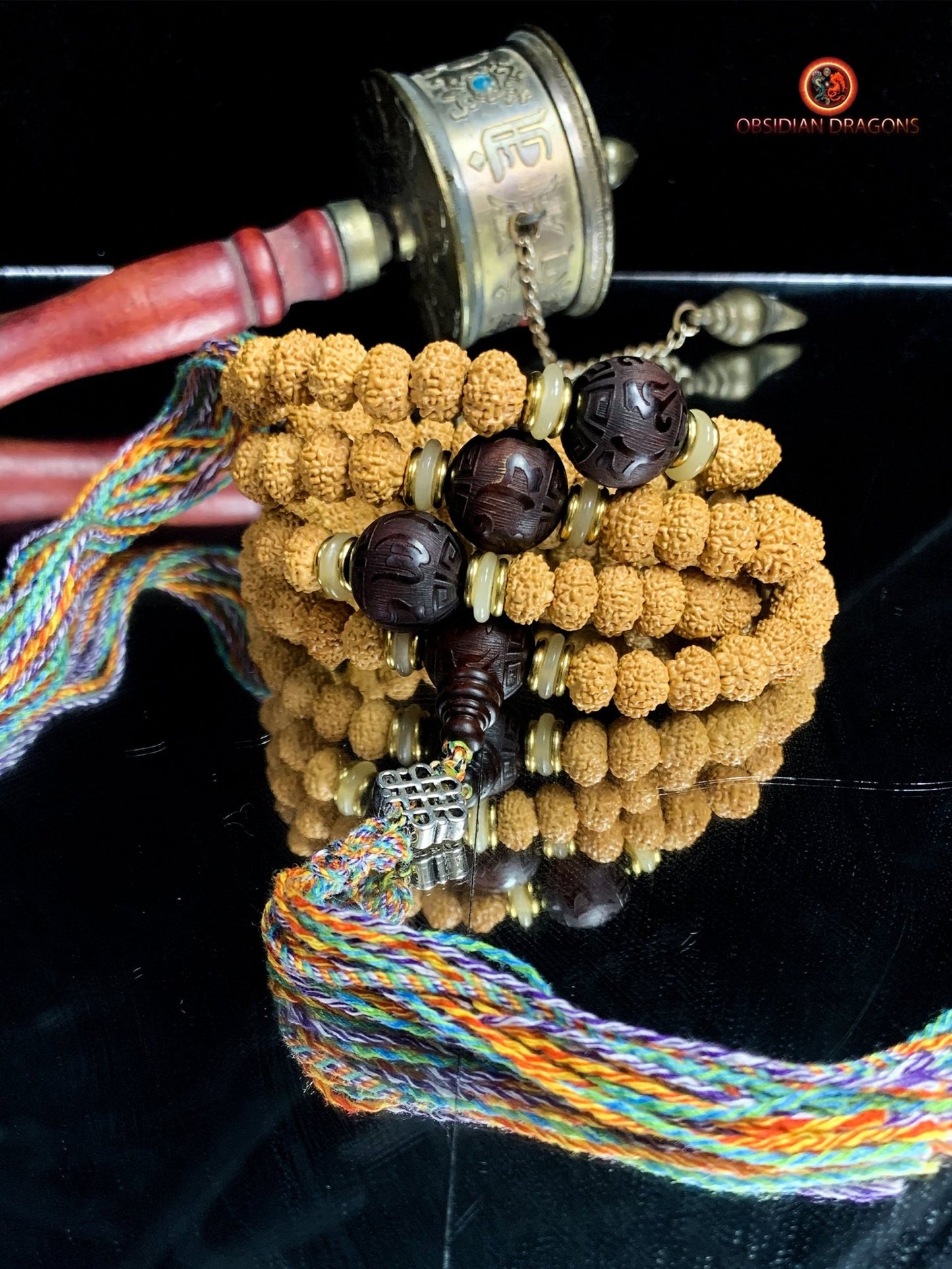 Mala en Rudraksha - Création Artisanale | obsidian dragons