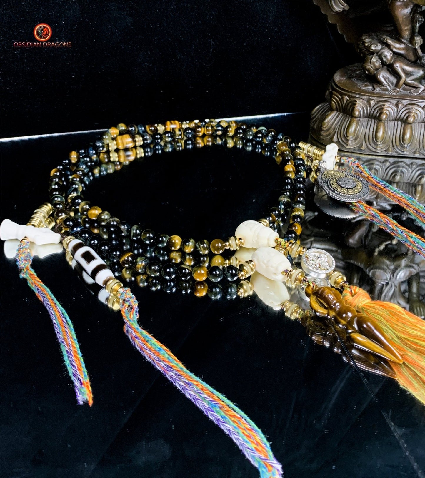 Mala en oeil de tigre- Pratiques tantriques | obsidian dragons