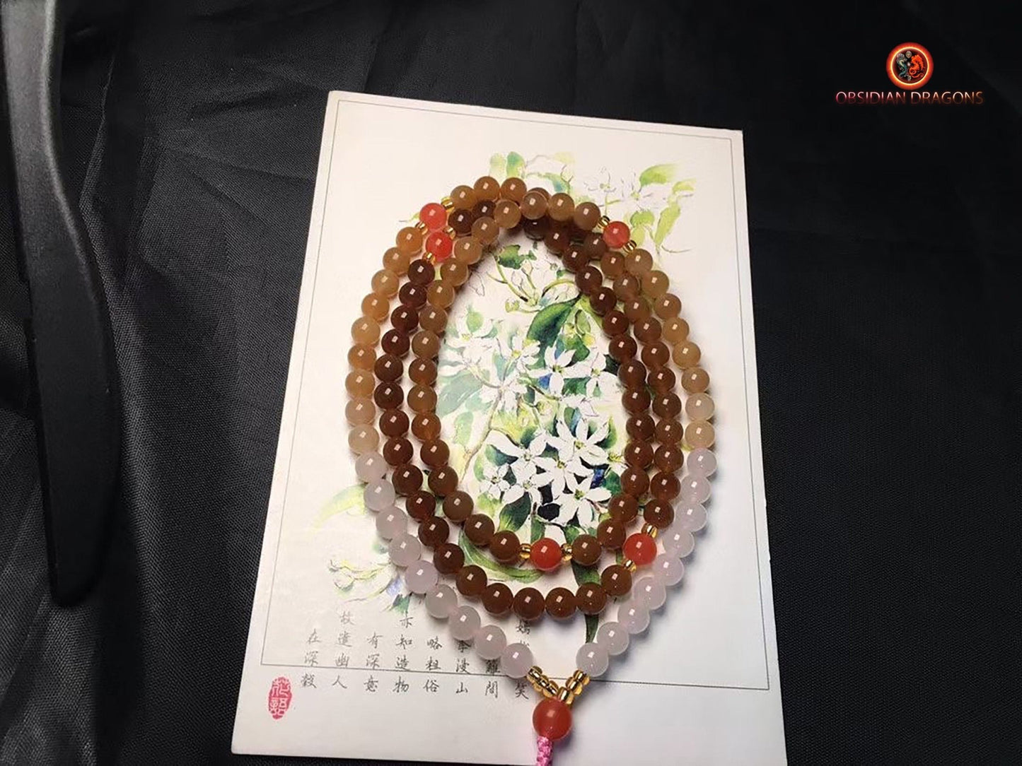 Exceptionnel mala en jade multicolore- expertisé naturel | obsidian dragons