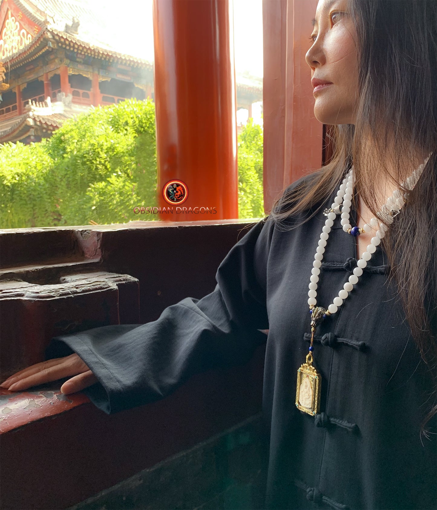 Mala en jade. Déité de la richesse tibétaine Jambhala
