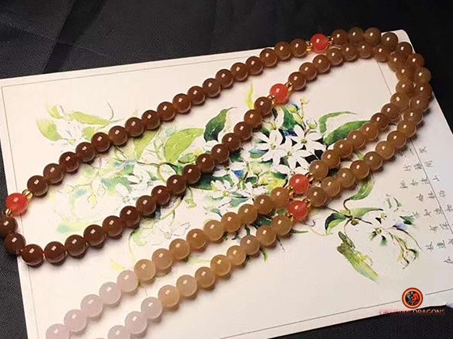 Exceptionnel mala en jade multicolore- expertisé naturel | obsidian dragons
