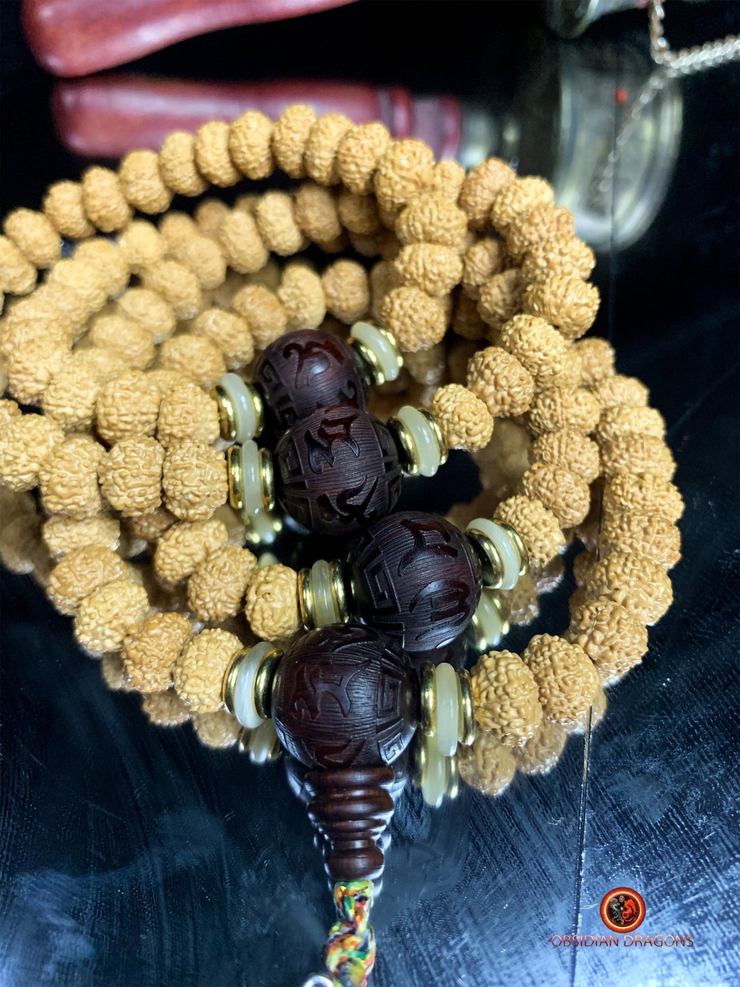 Mala en Rudraksha - Création Artisanale | obsidian dragons