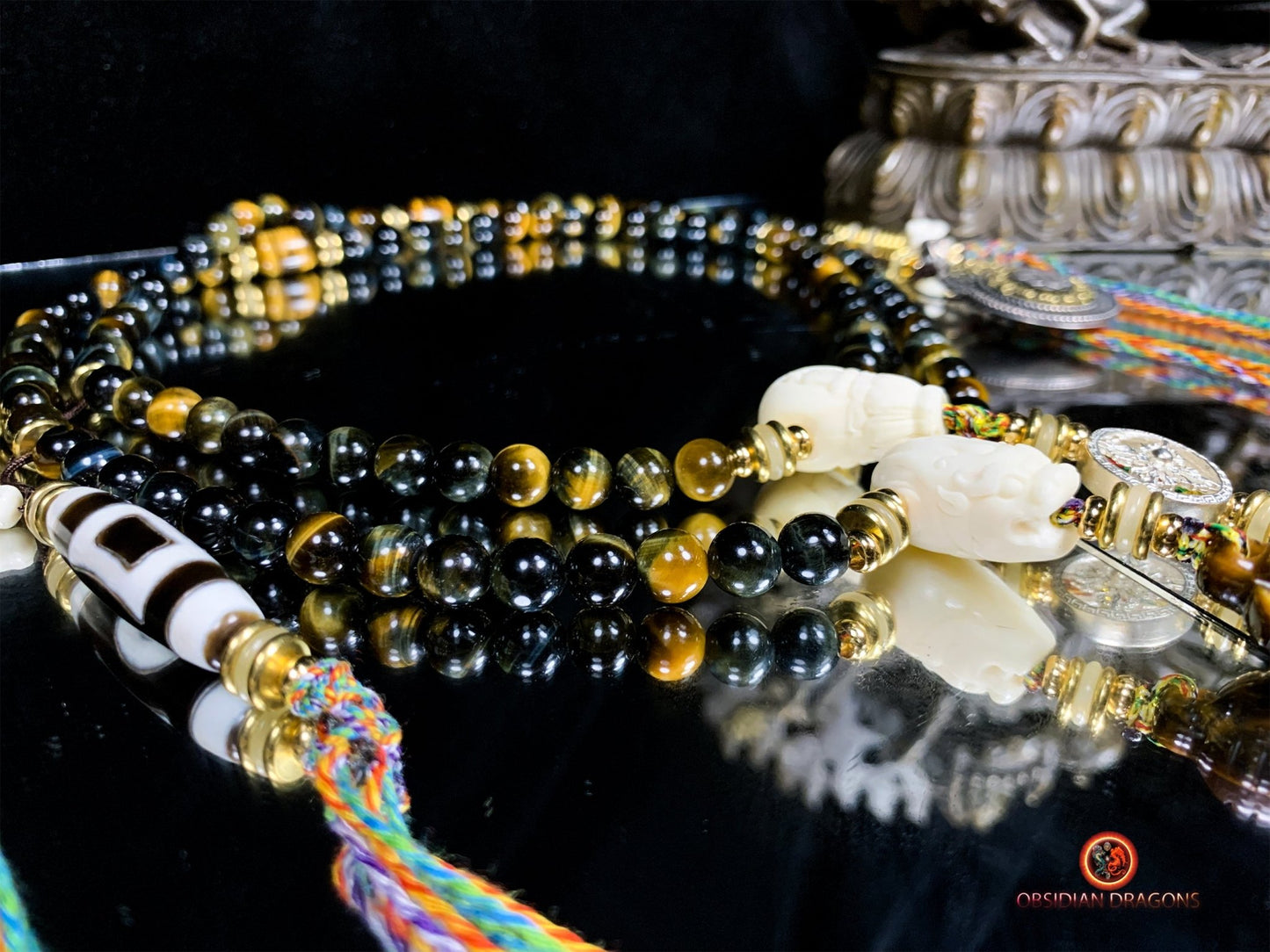 Mala en oeil de tigre- Pratiques tantriques | obsidian dragons