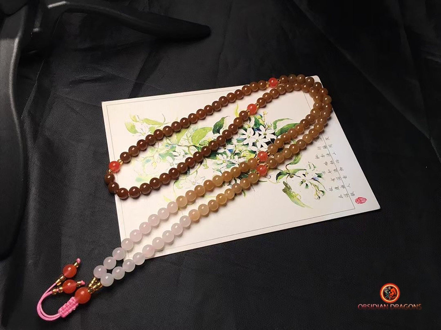 Exceptionnel mala en jade multicolore- expertisé naturel | obsidian dragons