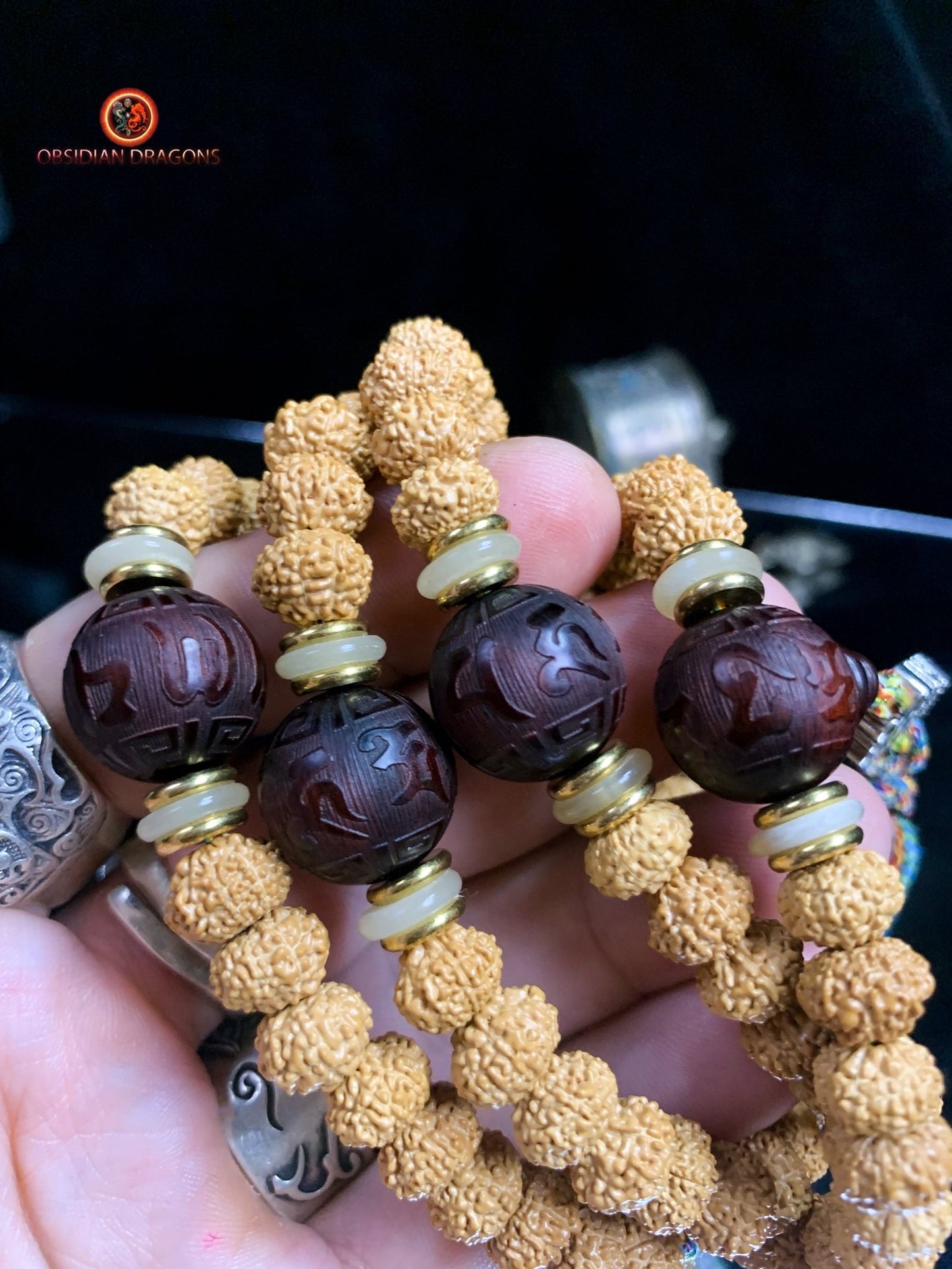 Mala en Rudraksha - Création Artisanale | obsidian dragons