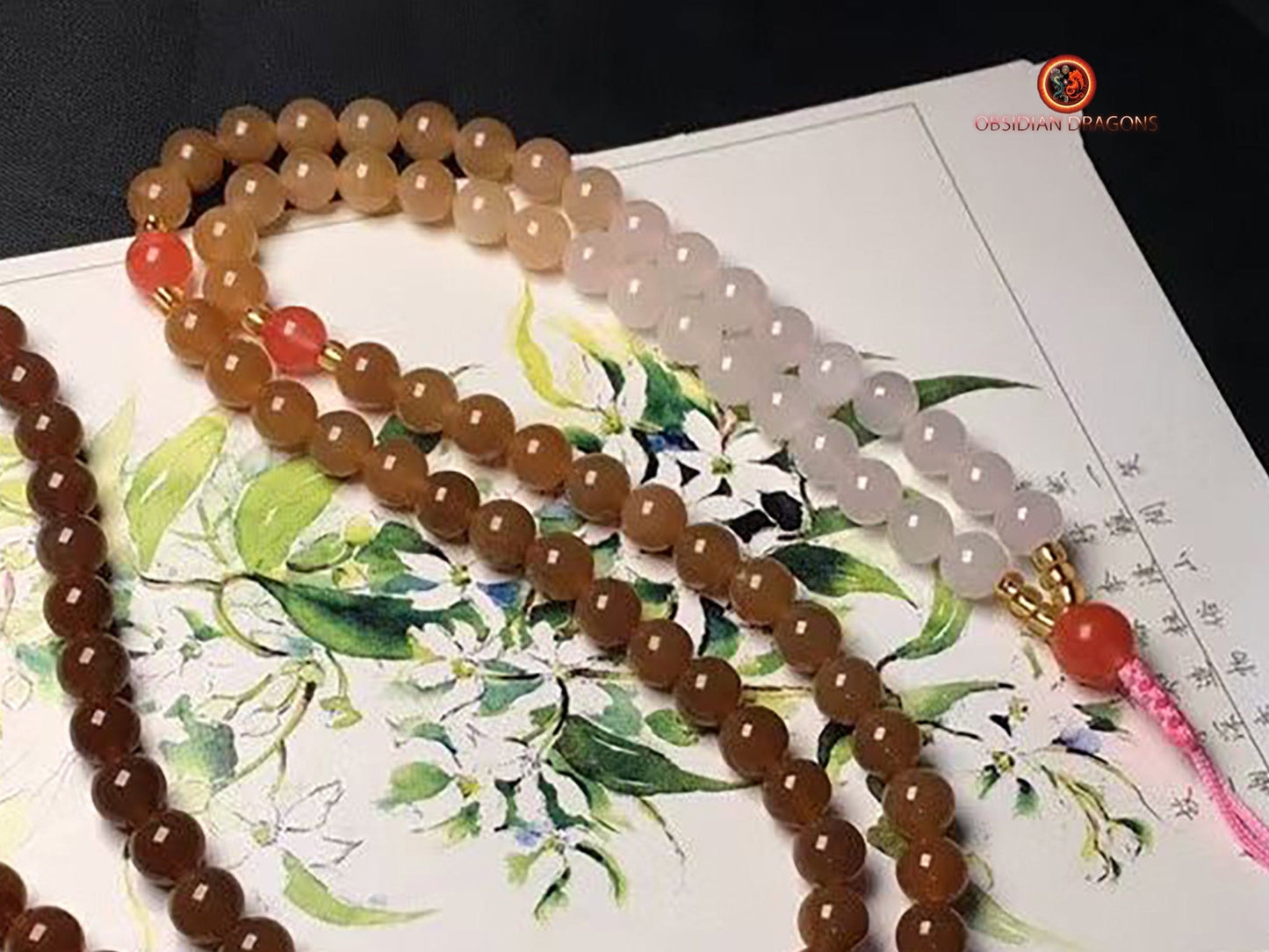 Exceptionnel mala en jade multicolore- expertisé naturel | obsidian dragons