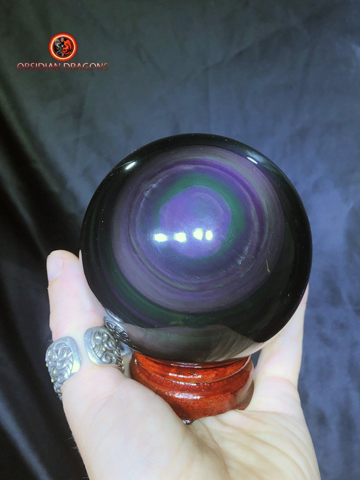 Grande sphère en obsidienne œil céleste - Unique - 9.16cm