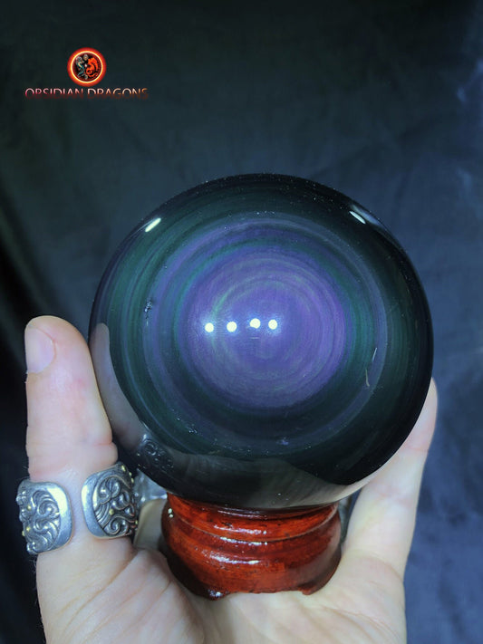 Grande sphère en obsidienne œil céleste - Unique - 9.16cm