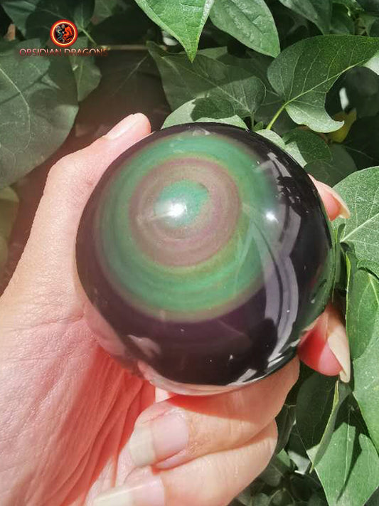 Exceptionnelle sphère en obsidienne oeil celeste- Unique - 6.30cm