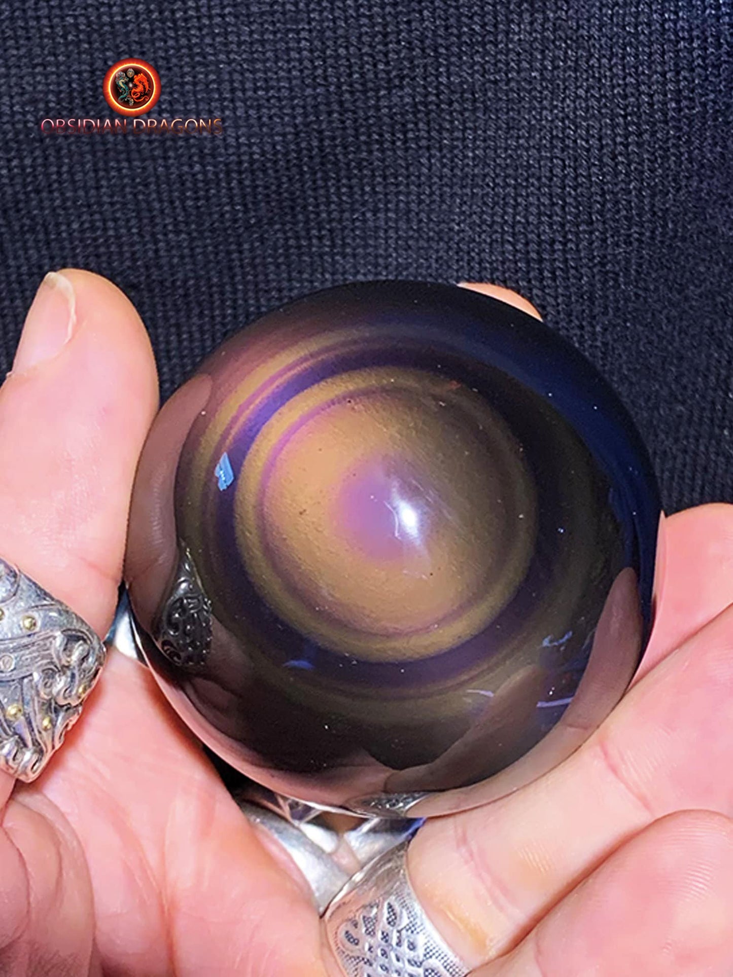 Rare sphère en obsidienne œil céleste - exceptionnelle
