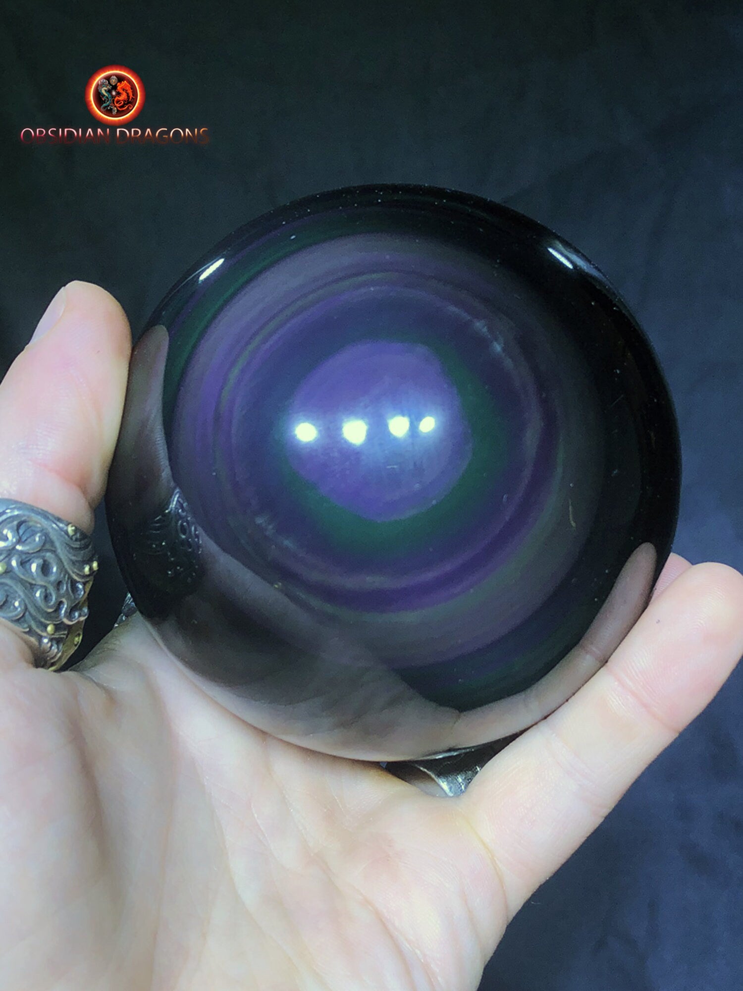 Grande sphère en obsidienne œil céleste - Unique - 9.16cm