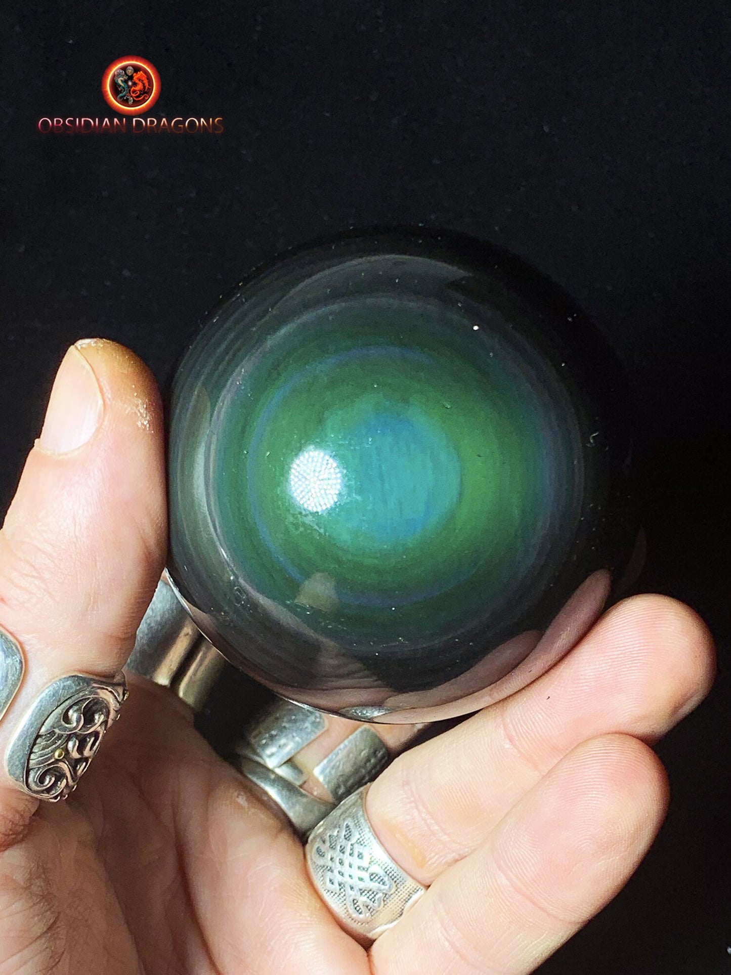 Rare sphère en obsidienne œil céleste - exceptionnelle