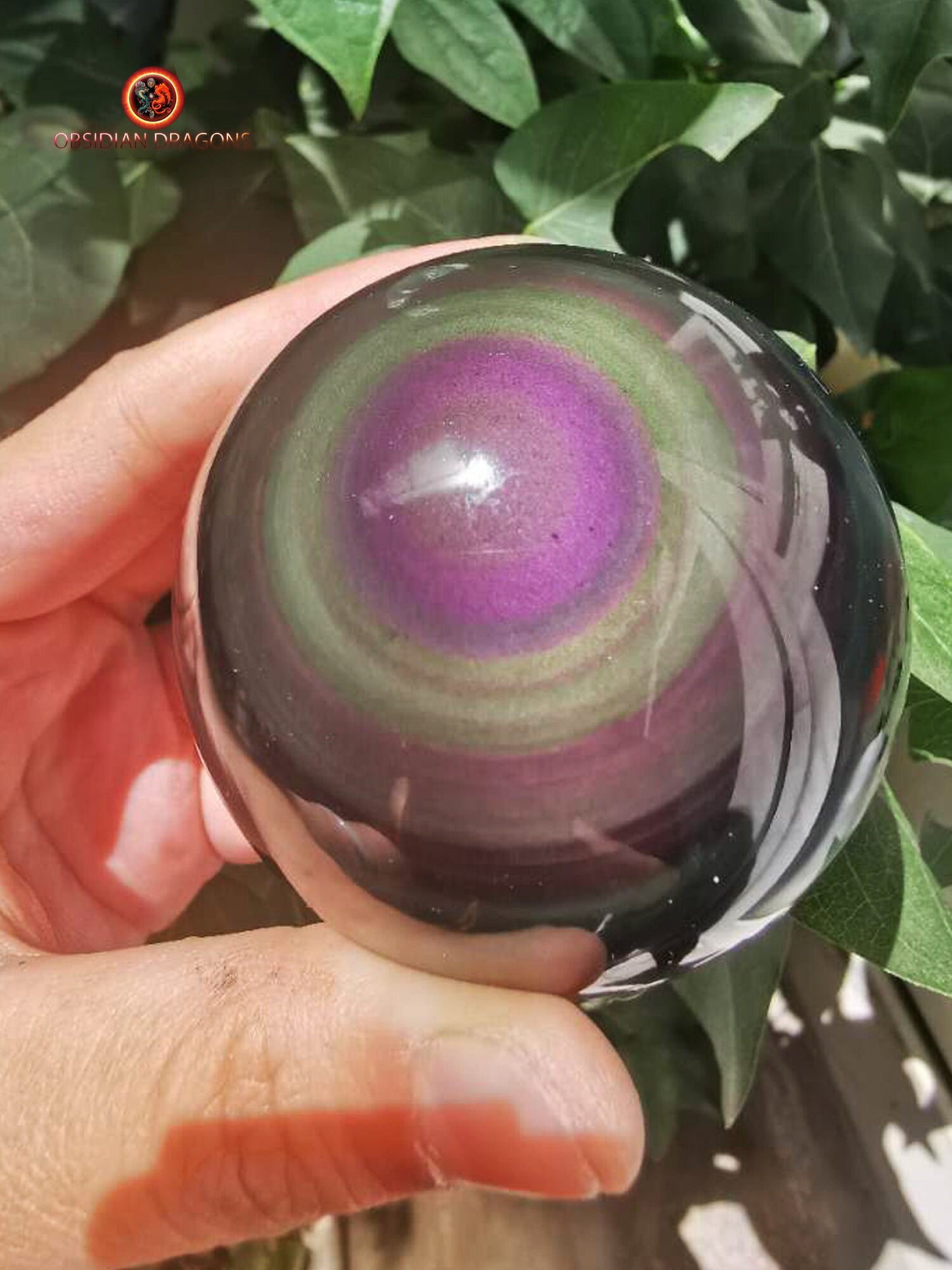 Exceptionnelle sphère en obsidienne oeil celeste- Unique - 6.30cm