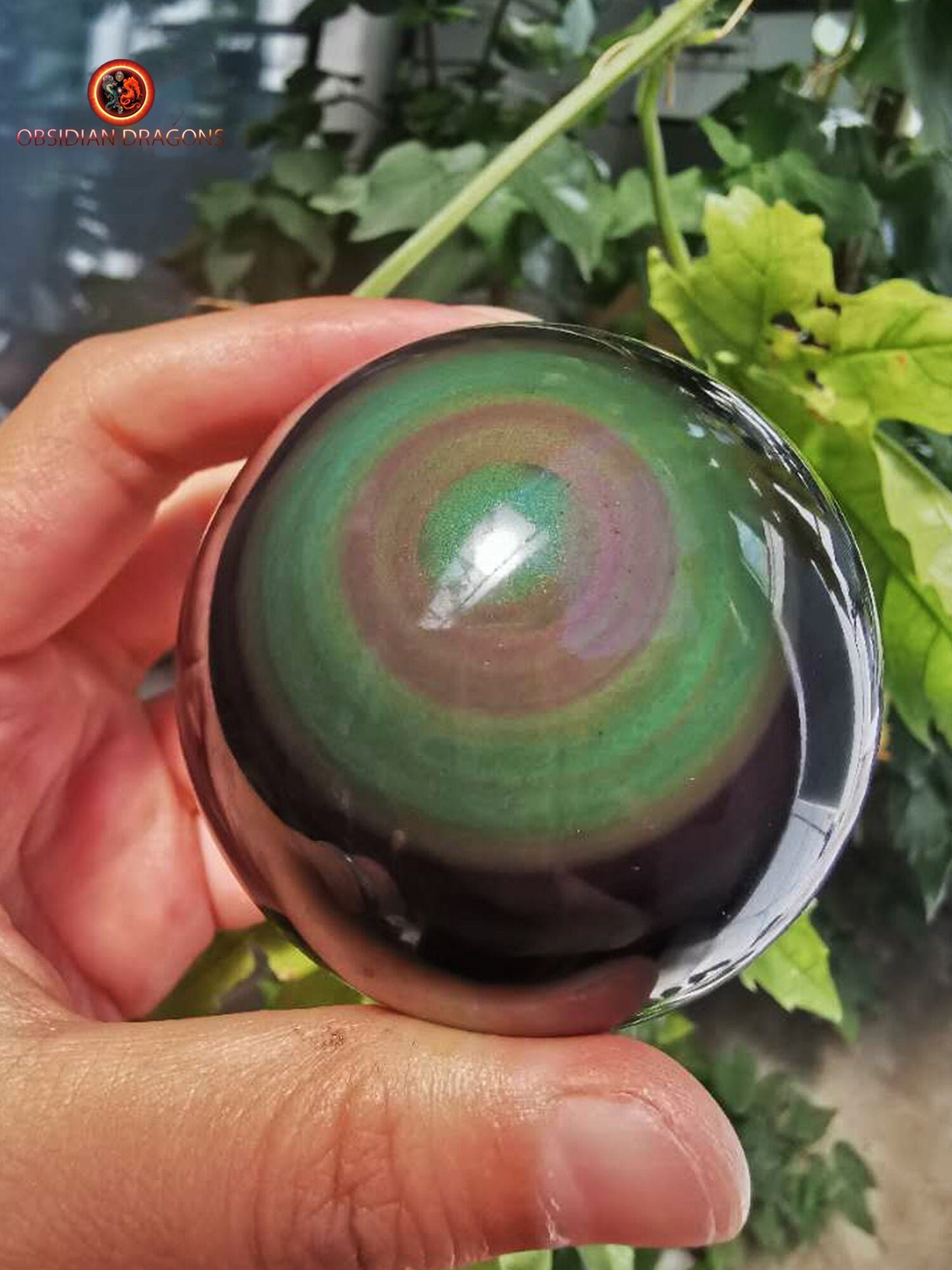 Exceptionnelle sphère en obsidienne oeil celeste- Unique - 6.30cm