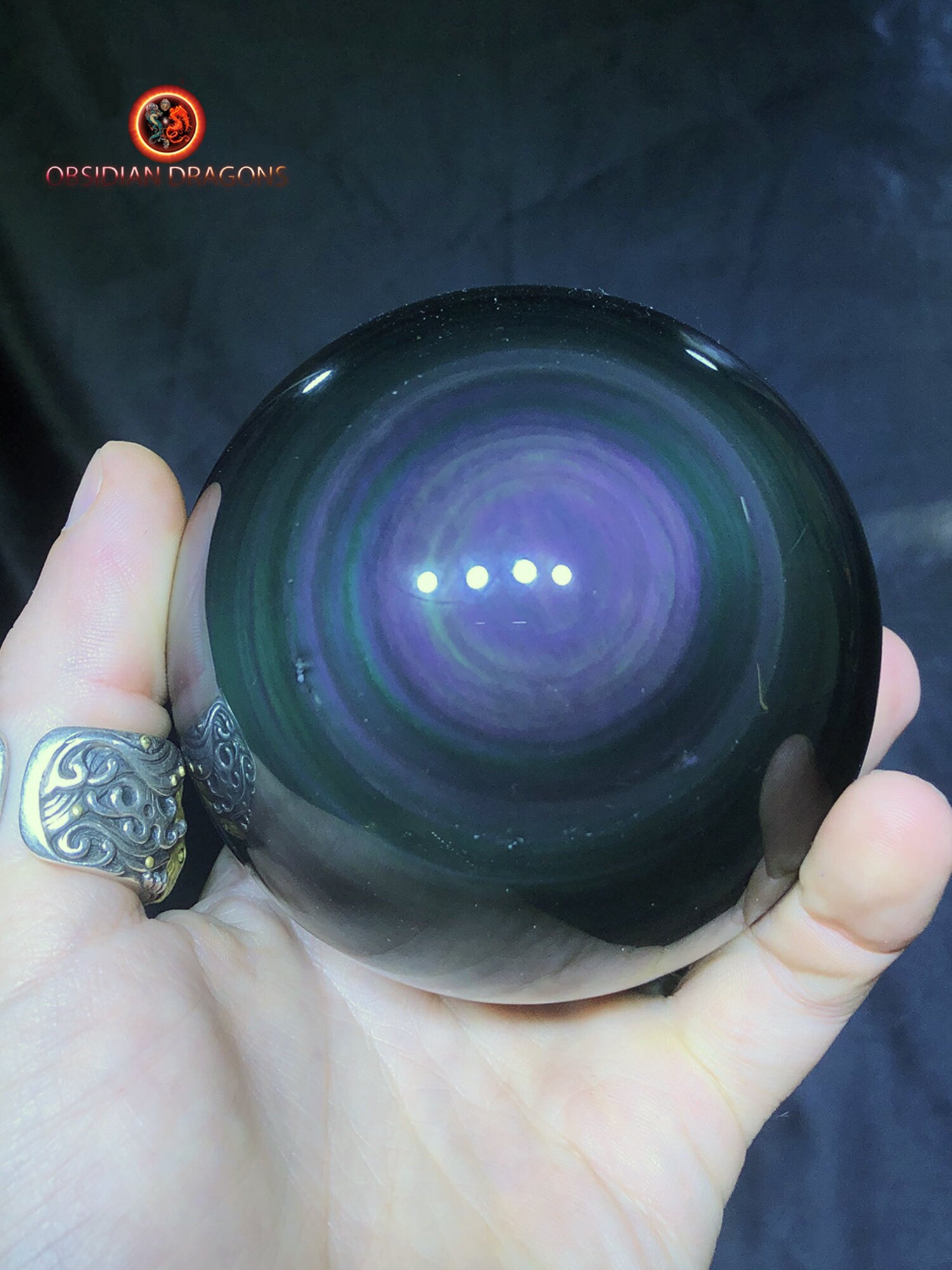 Grande sphère en obsidienne œil céleste - Unique - 9.16cm