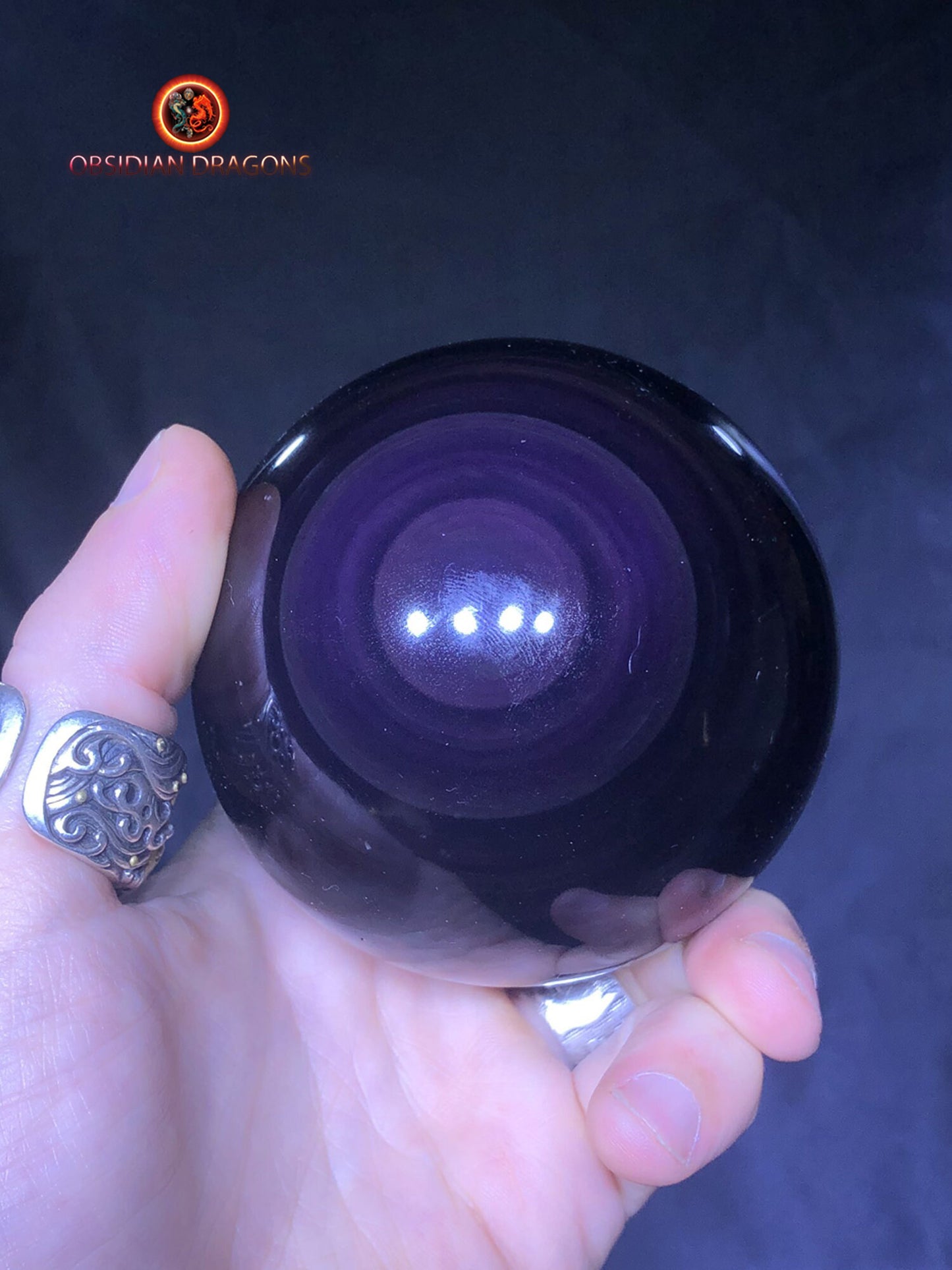 Grande sphère en obsidienne œil céleste - Unique - 8.91cm