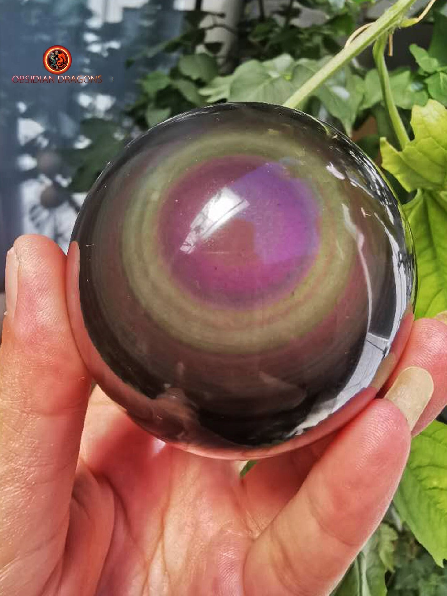 Exceptionnelle sphère en obsidienne oeil celeste- Unique - 6.30cm