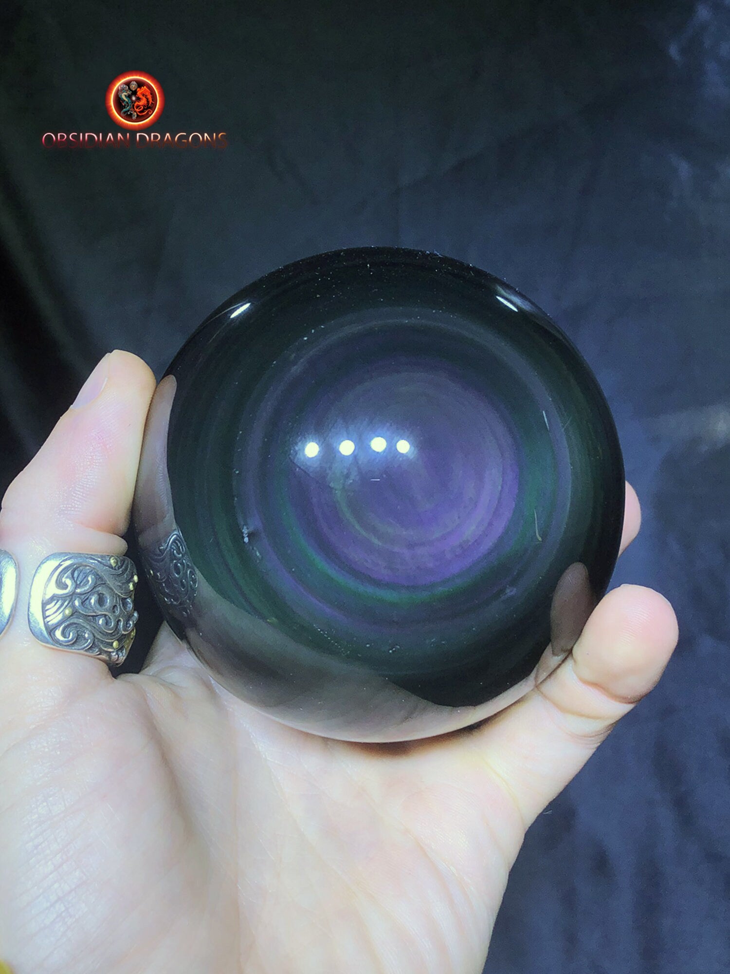 Grande sphère en obsidienne œil céleste - Unique - 9.16cm