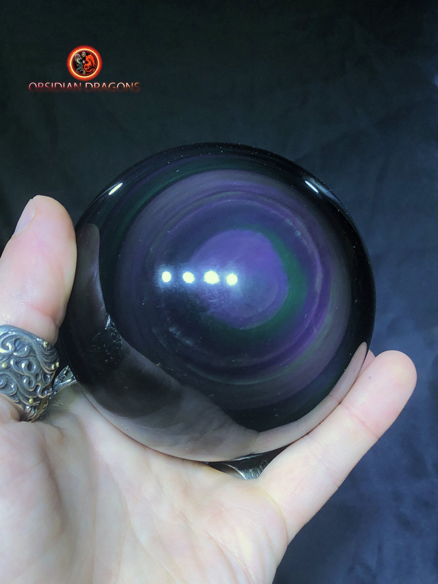 Grande sphère en obsidienne œil céleste - Unique - 9.16cm