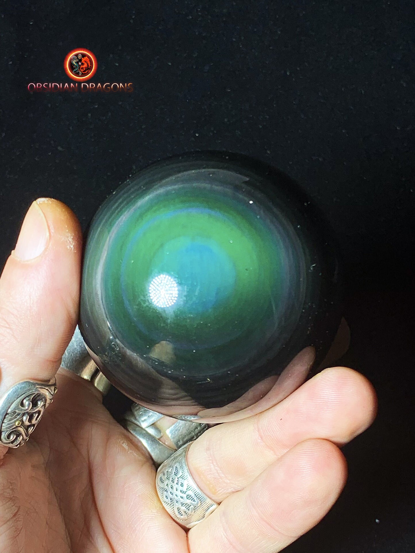 Rare sphère en obsidienne œil céleste - exceptionnelle