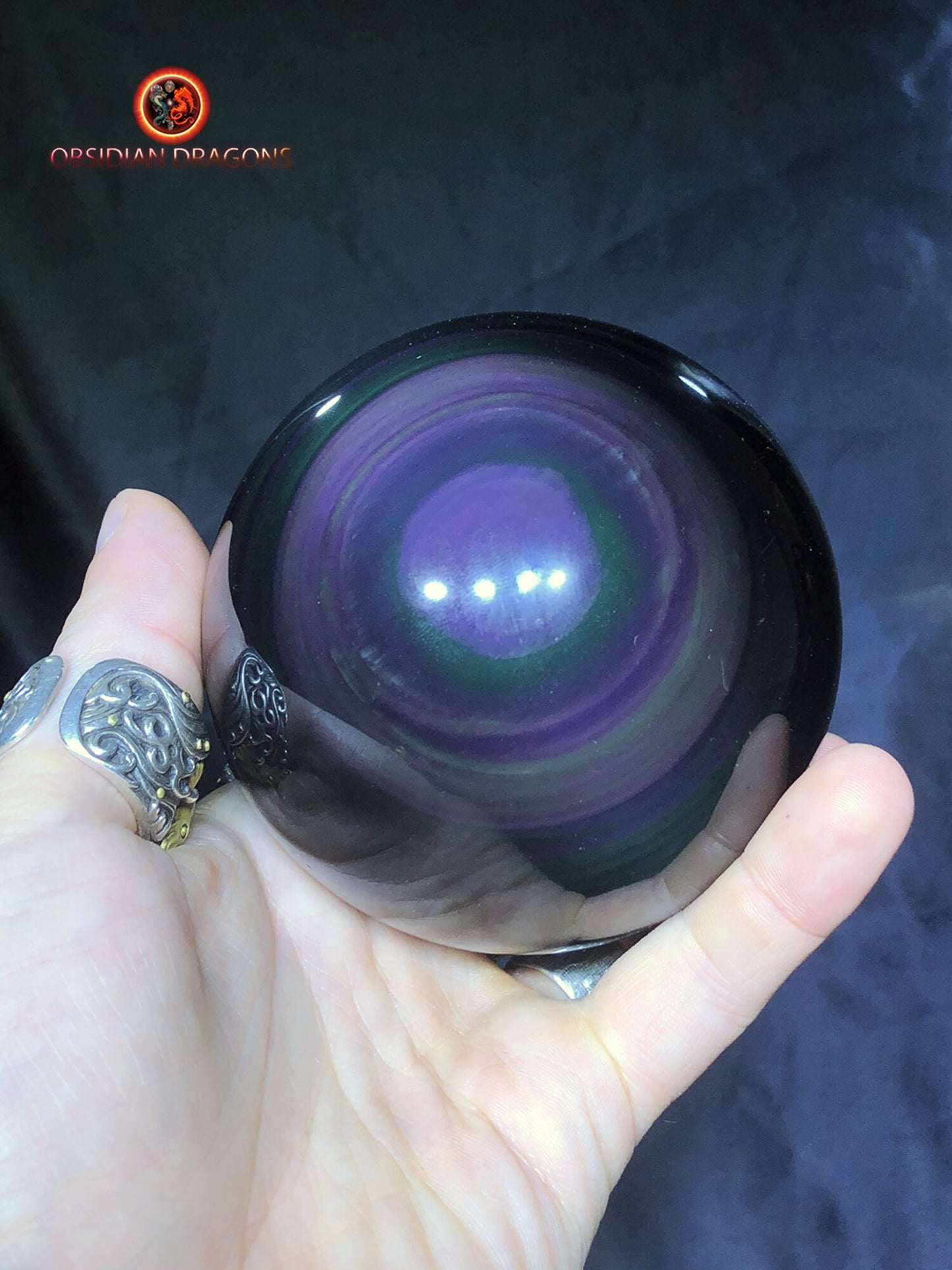 Grande sphère en obsidienne œil céleste - Unique - 9.16cm