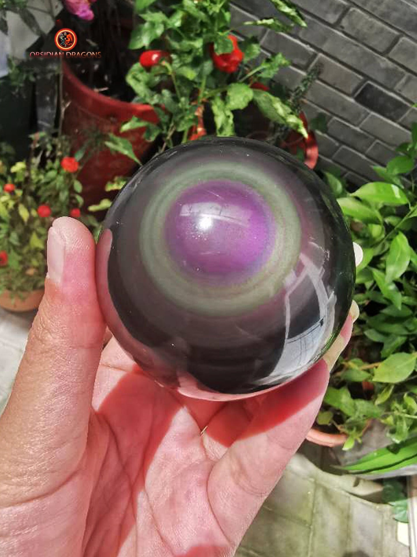 Exceptionnelle sphère en obsidienne oeil celeste- Unique - 6.30cm