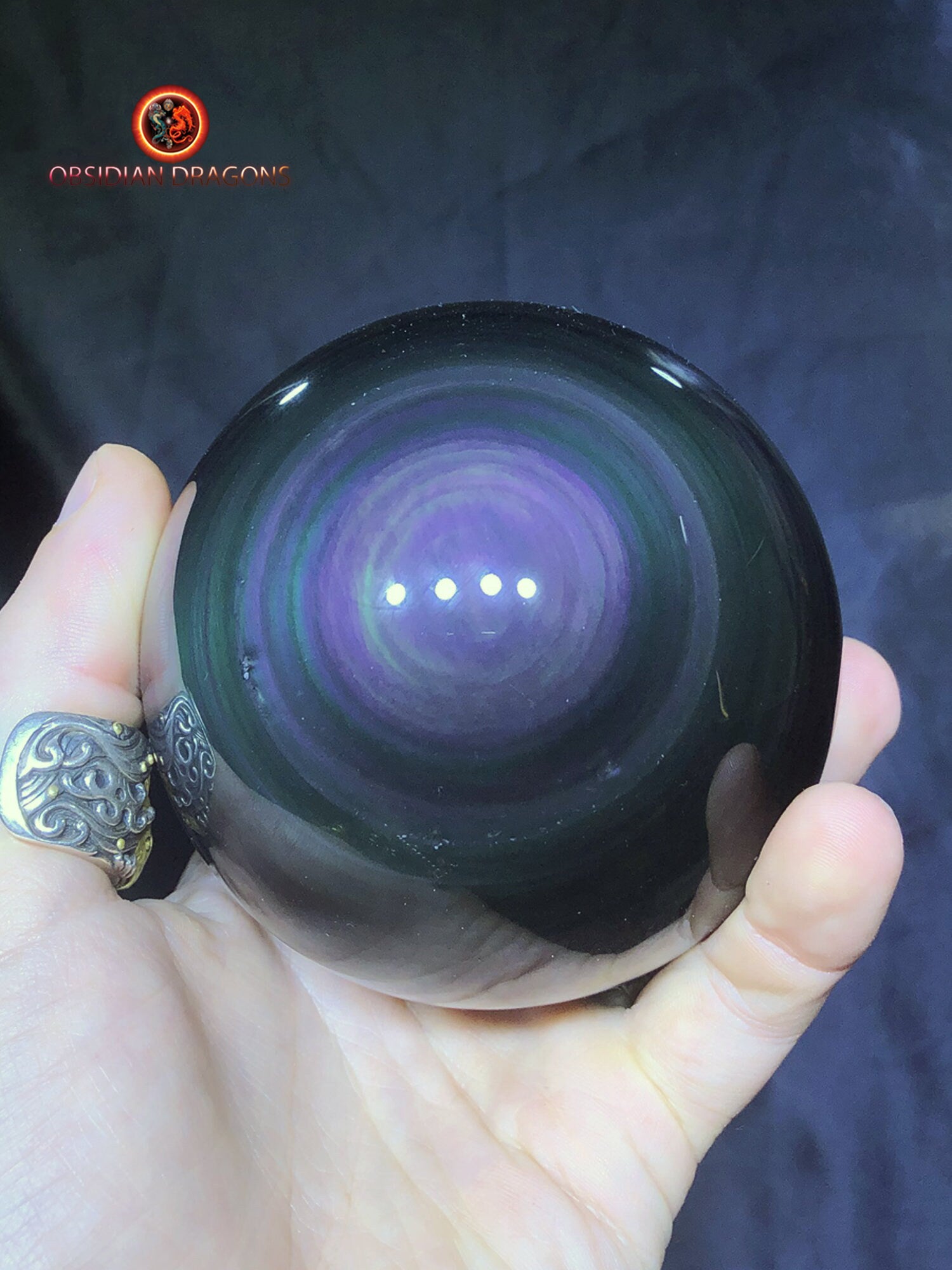 Grande sphère en obsidienne œil céleste - Unique - 9.16cm