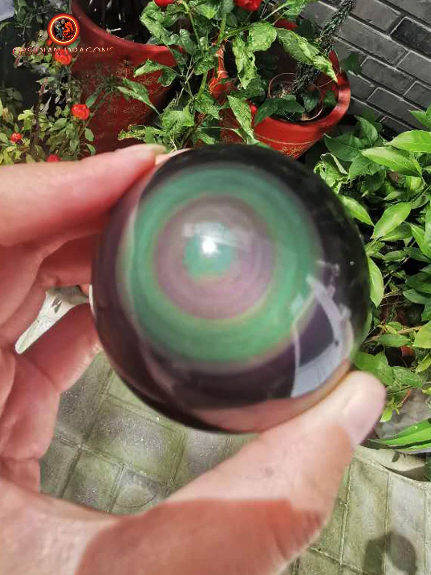 Exceptionnelle sphère en obsidienne oeil celeste- Unique - 6.30cm